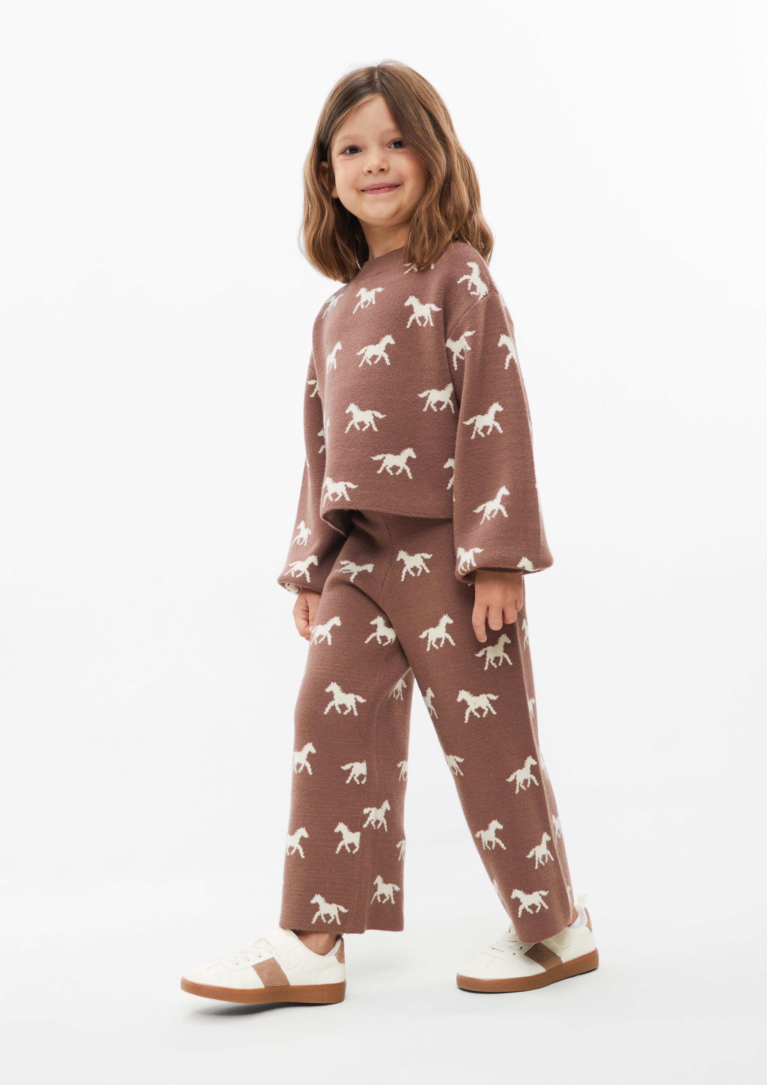 Junior Pantalon en maille à jambes larges avec motif marqueté en brun de s.Oliver