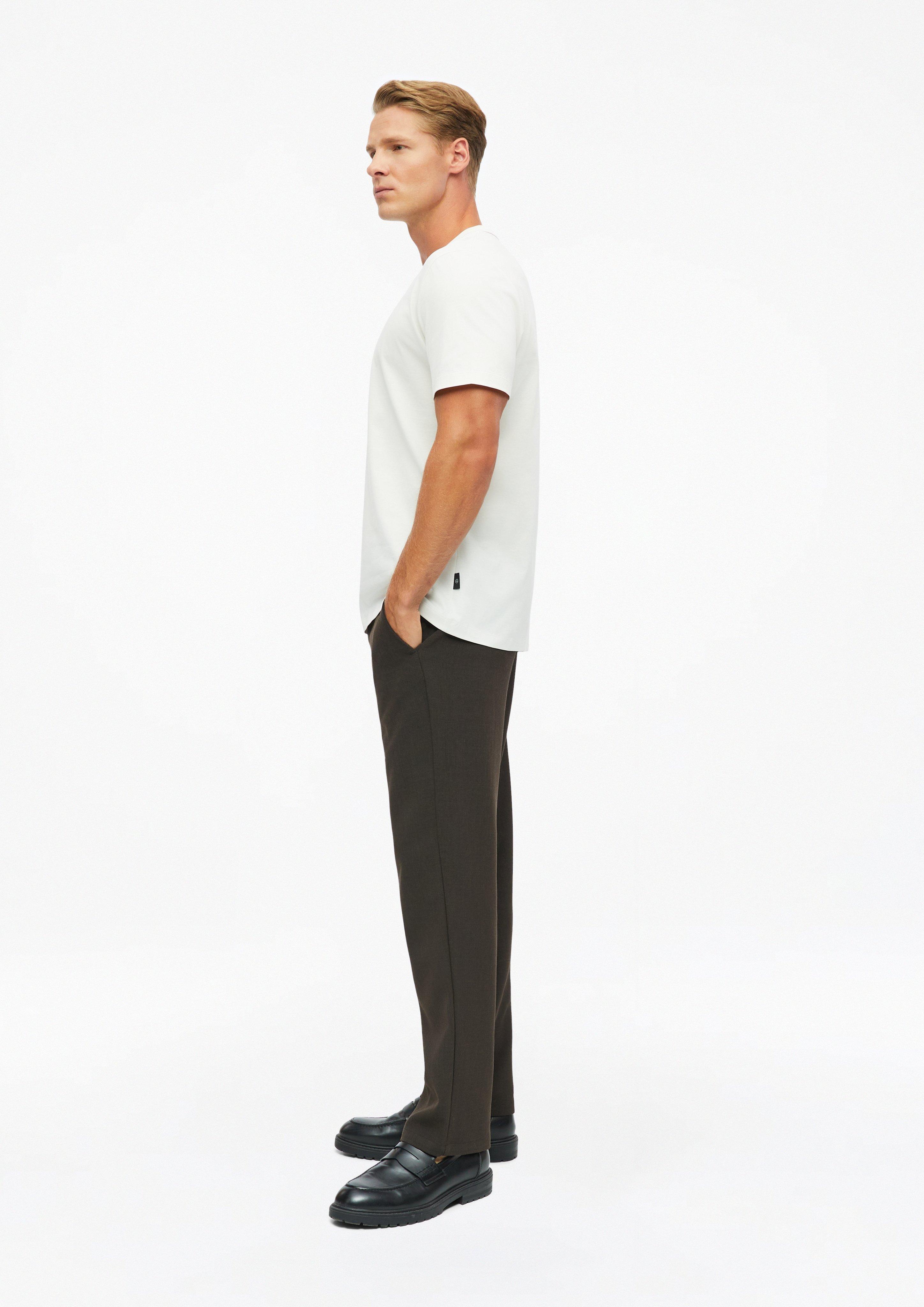 Men Wool-look pants with an elastic waistband in brown by s.Oliver BLACK LABEL