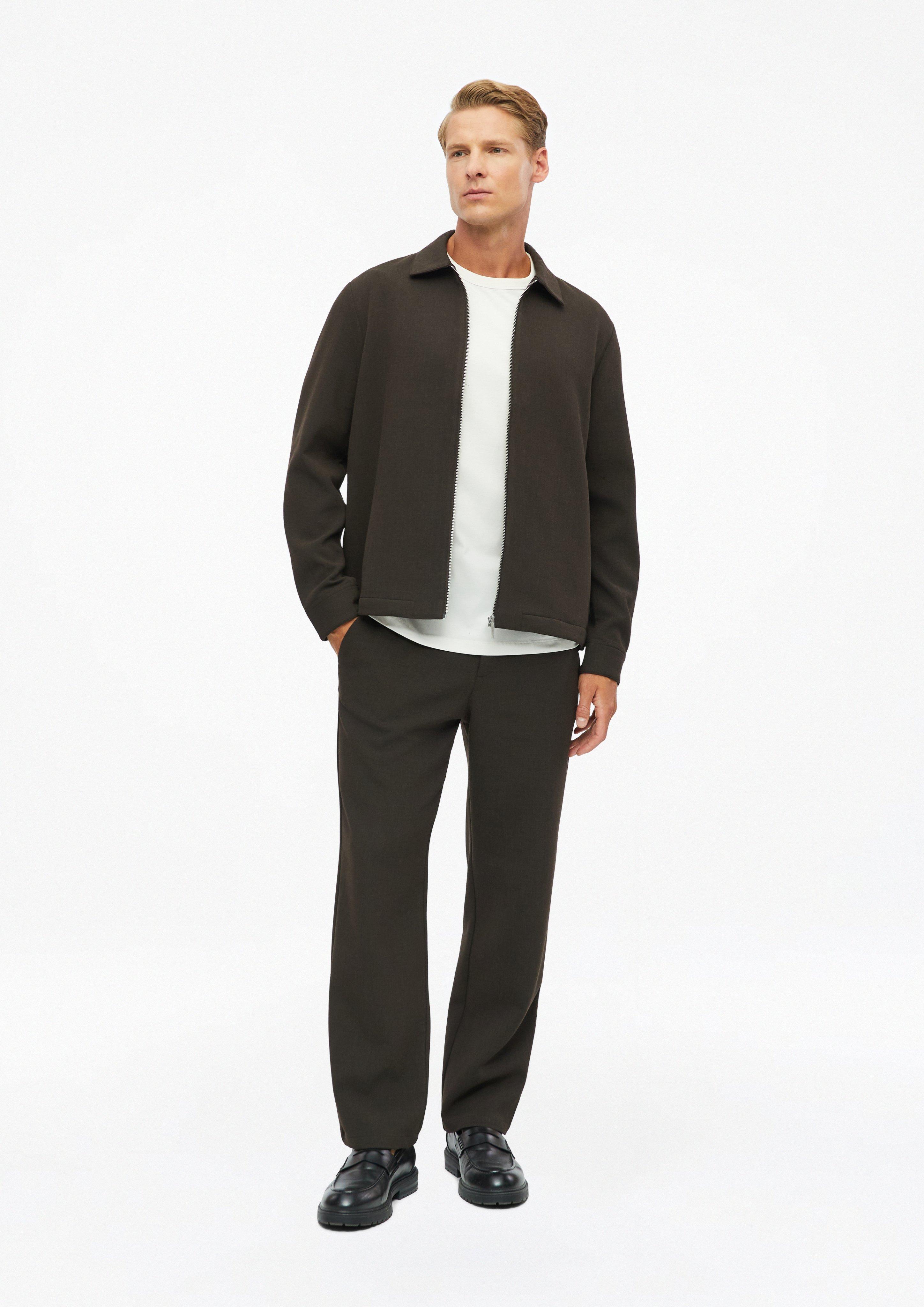 Men Wool-look pants with an elastic waistband in brown by s.Oliver BLACK LABEL