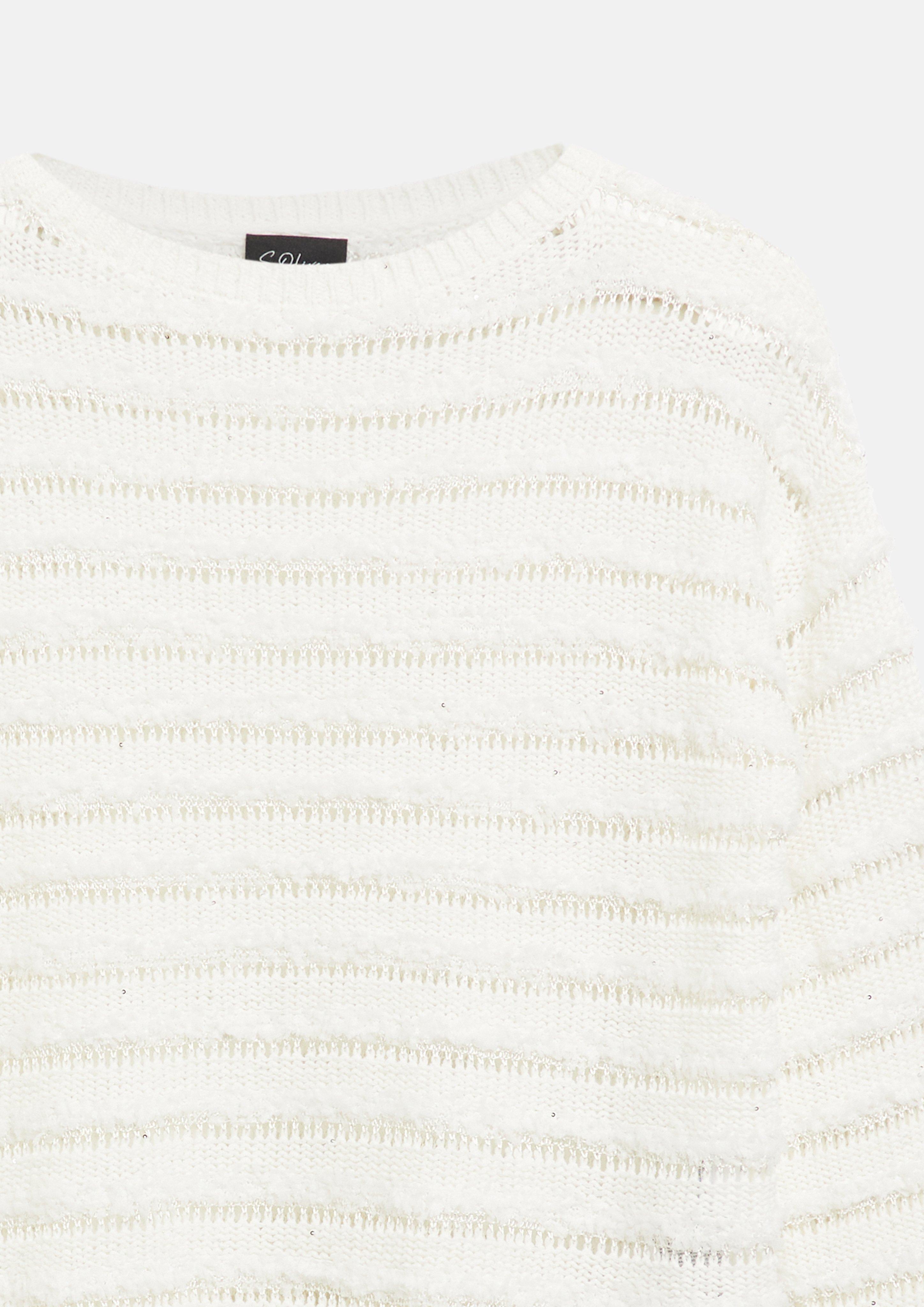 Damen Leicht transparenter Pullover mit Ajourmuster und Pailletten in creme von s.Oliver BLACK LABEL