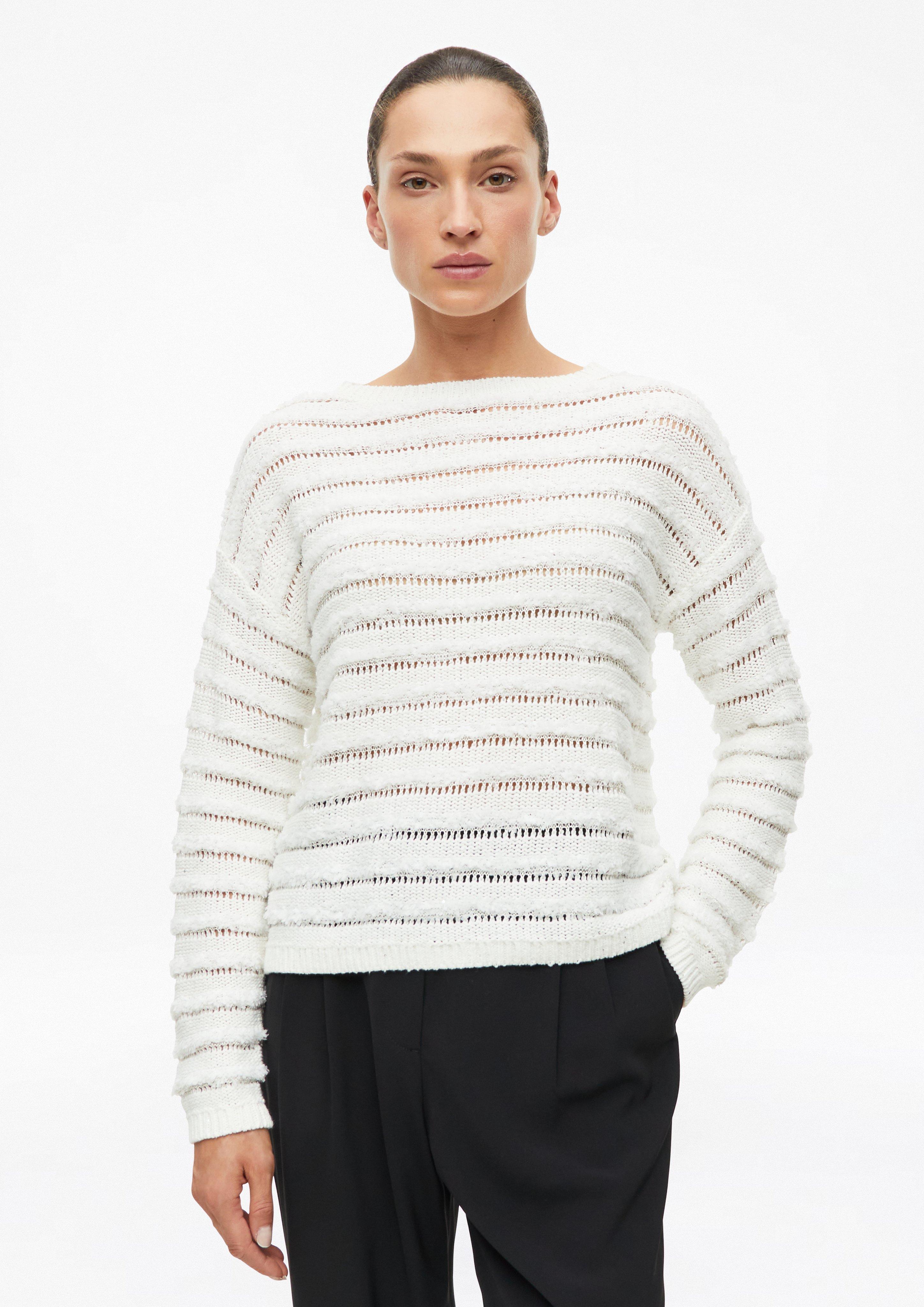 Pull légèrement transparent avec motif ajouré et paillettes en crème de s.Oliver BLACK LABEL