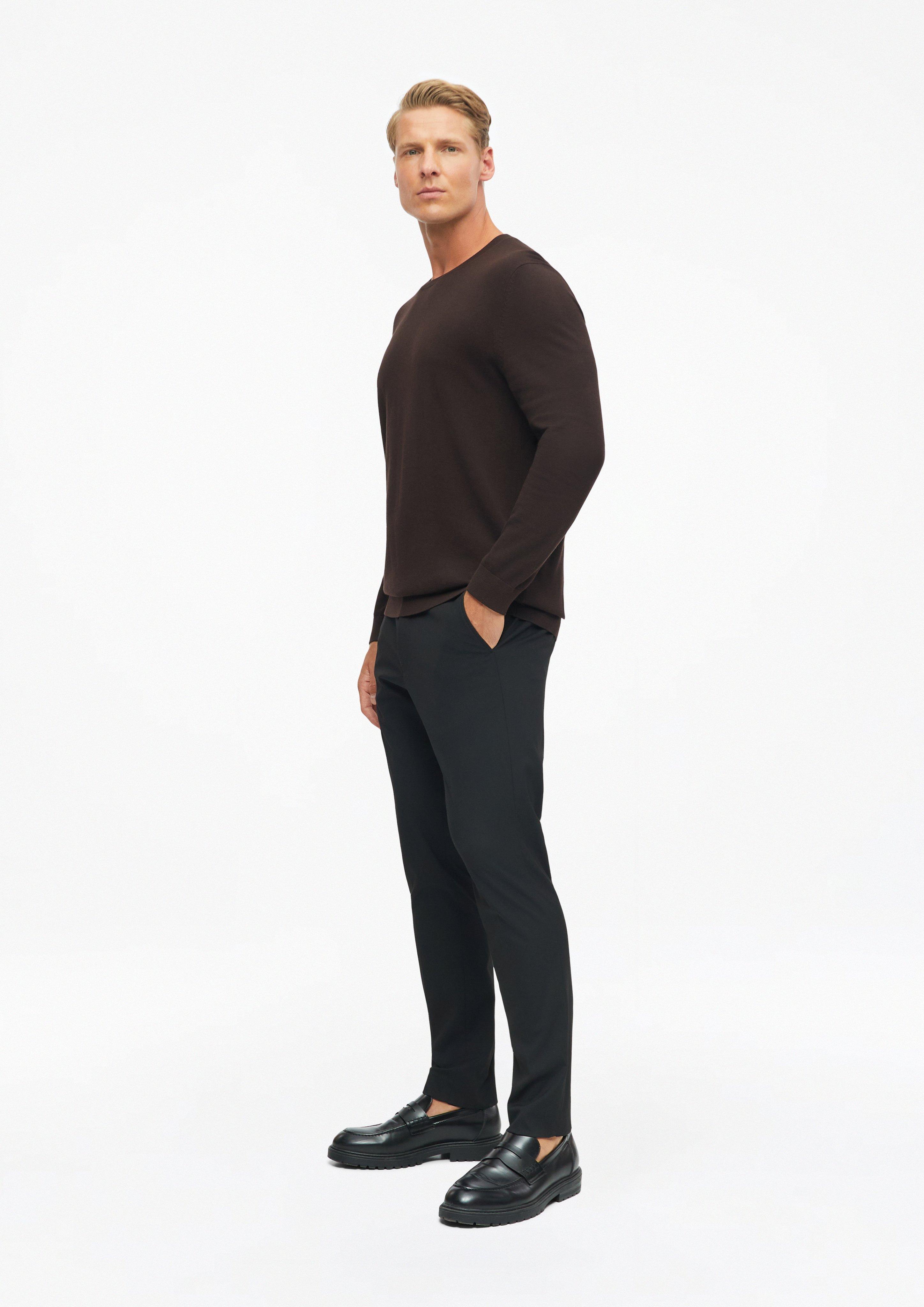 Heren Zachte trui van een mix van katoen en modal in bruin van s.Oliver BLACK LABEL