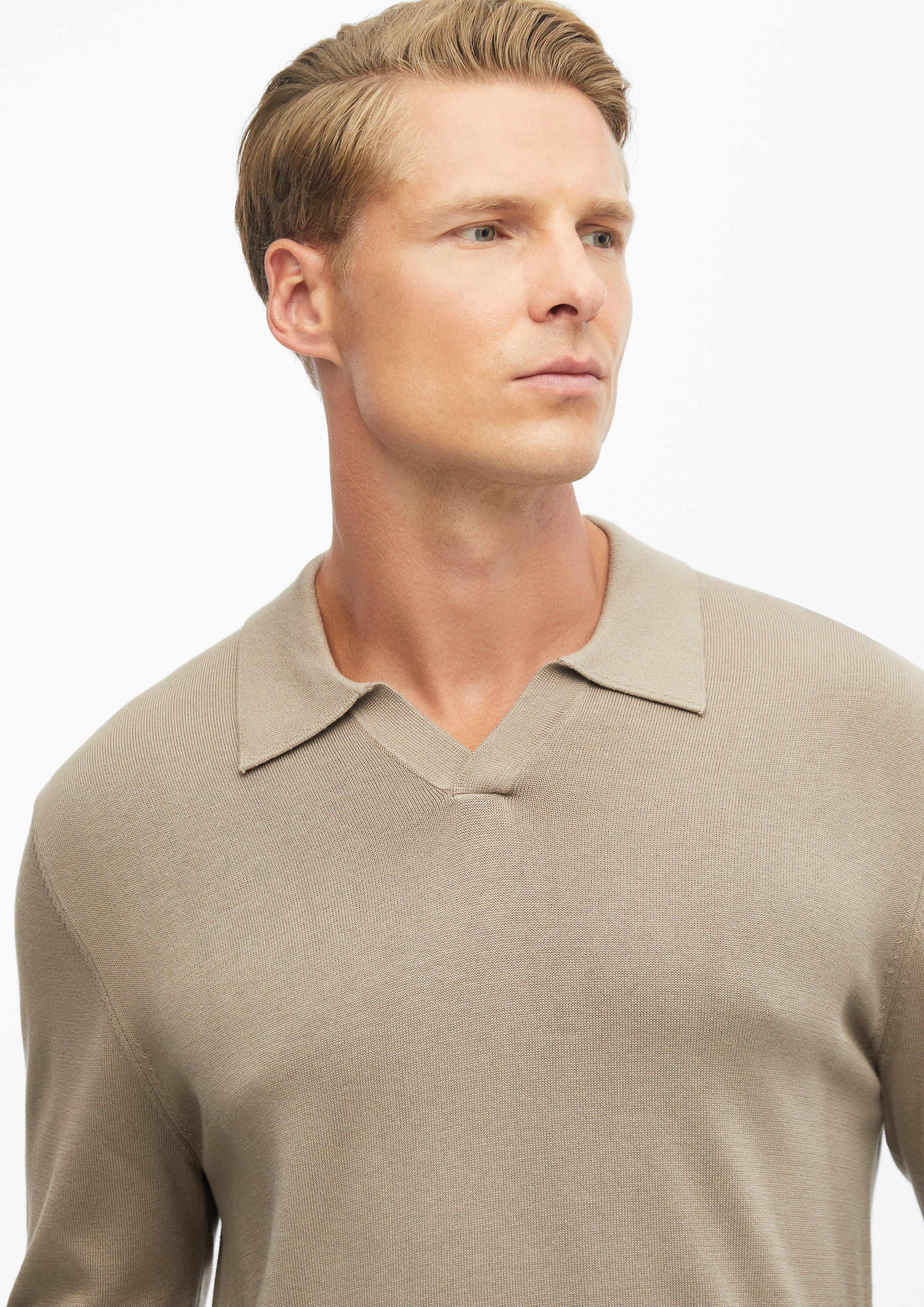 Hommes Polo en maille douce, mélange de coton et de modal en brun de s.Oliver BLACK LABEL