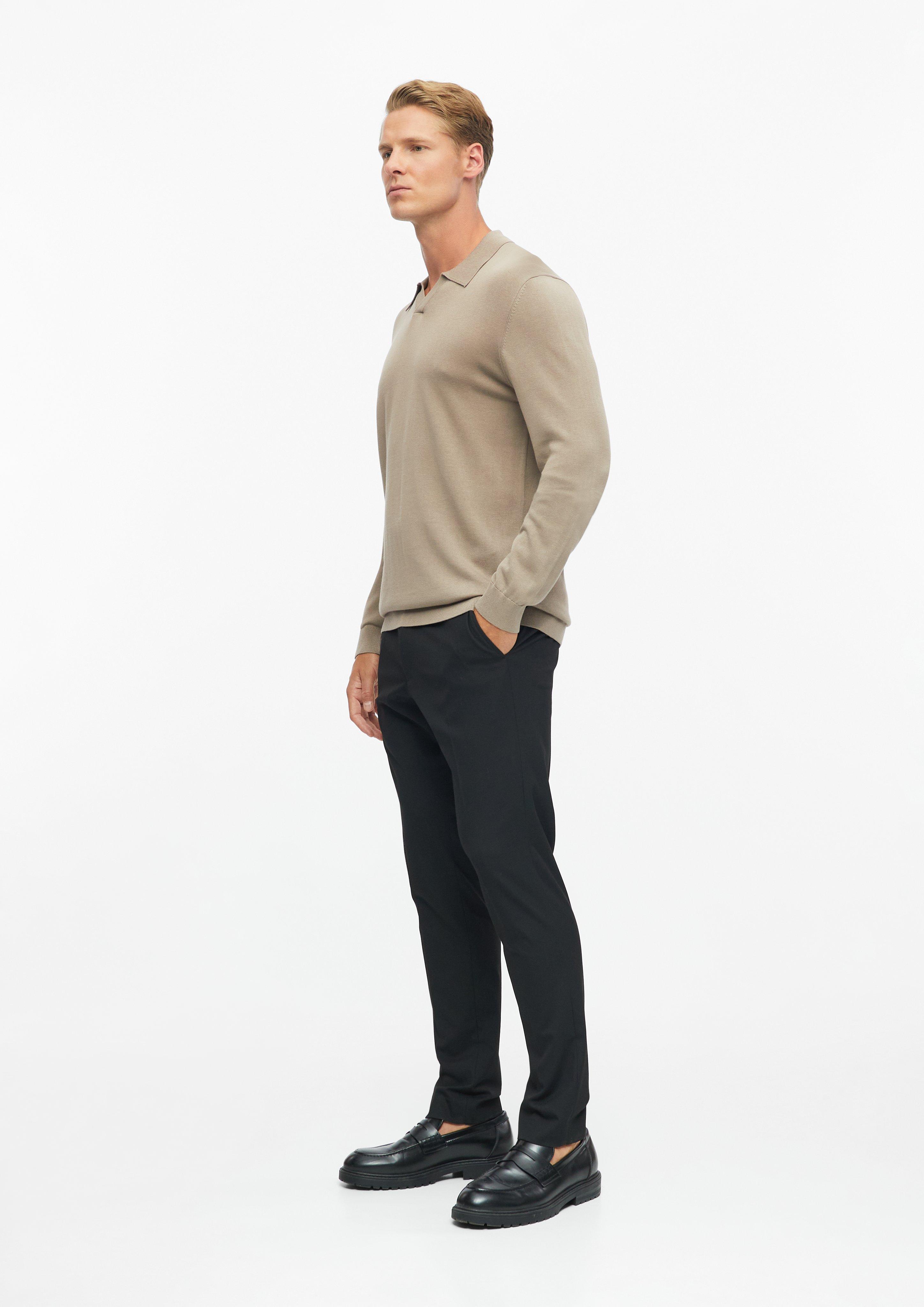 Hommes Polo en maille douce, mélange de coton et de modal en brun de s.Oliver BLACK LABEL