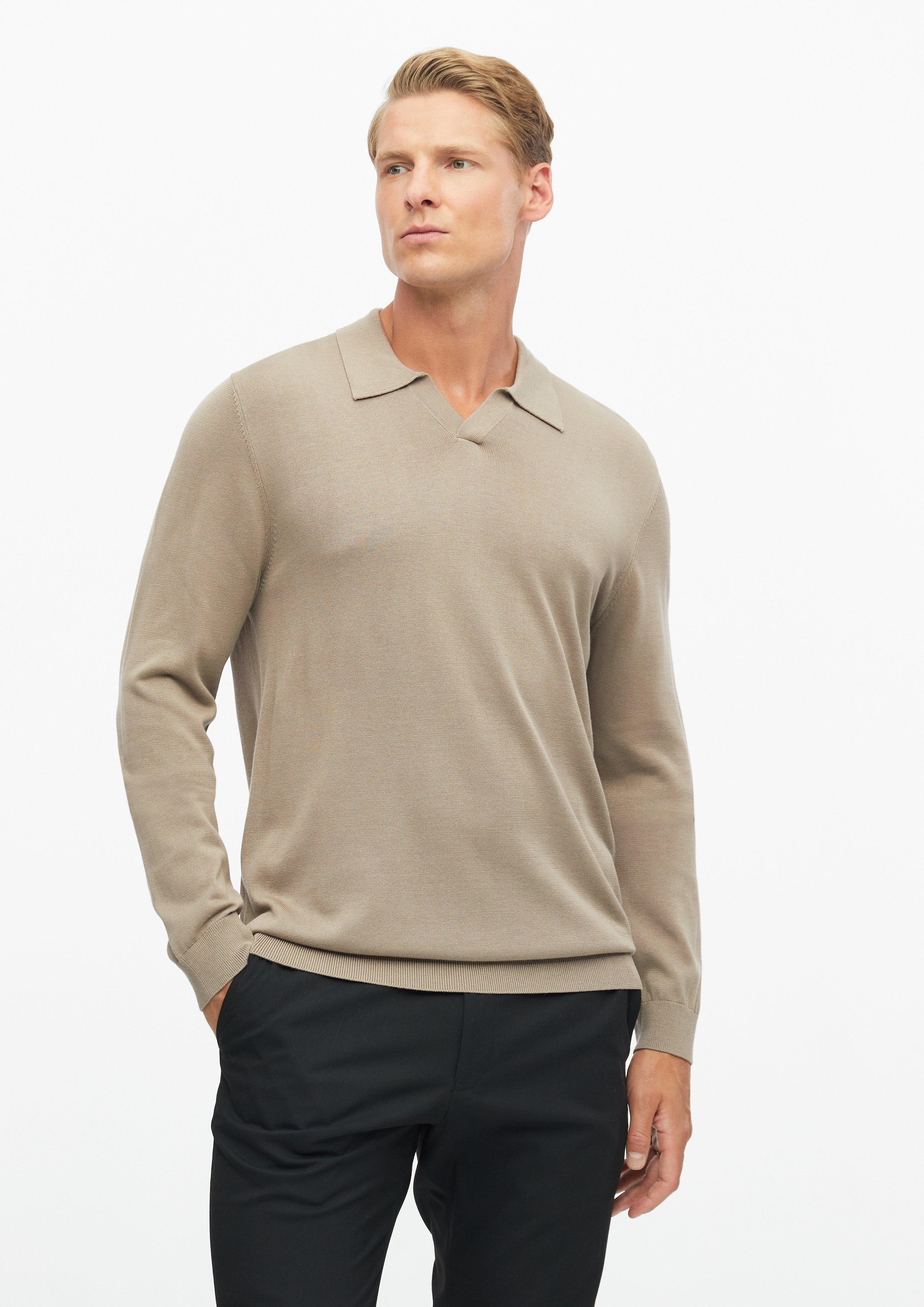 Softer Strick-Polo aus Baumwoll-Modal-Mix in Farbe sandstein von s.Oliver BLACK LABEL