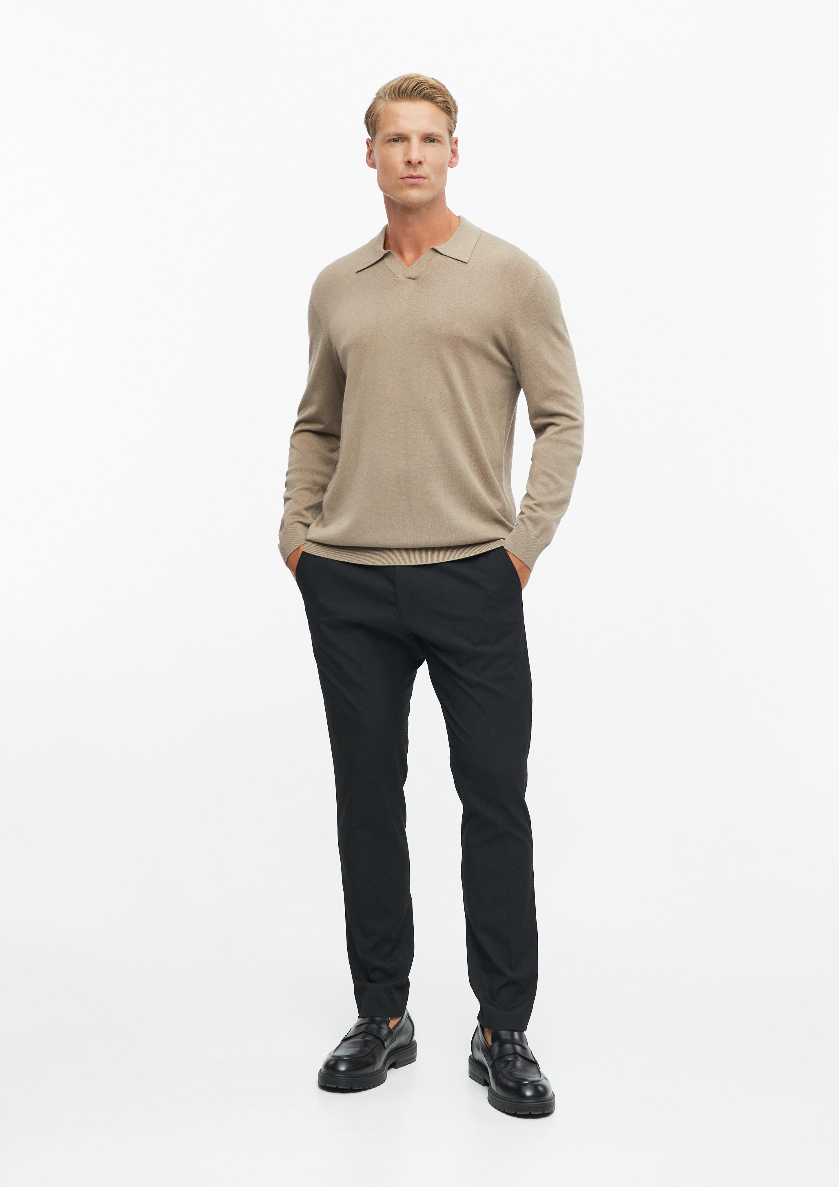 Hommes Polo en maille douce, mélange de coton et de modal en brun de s.Oliver BLACK LABEL