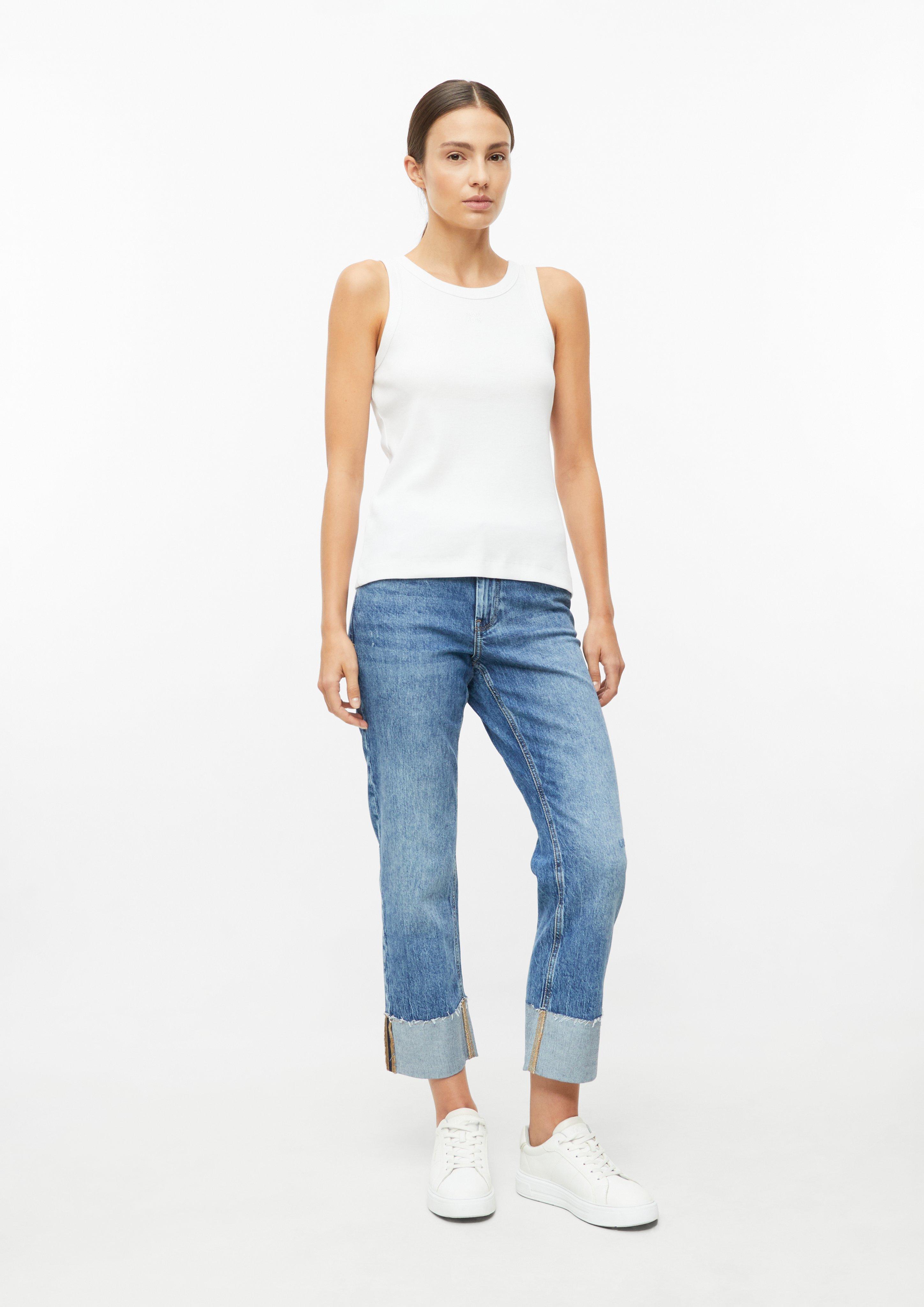 Dames Cropped jeans Karolin / Regular fit / Mid Rise / Straight leg / vaste omslag in blauw van s.Oliver