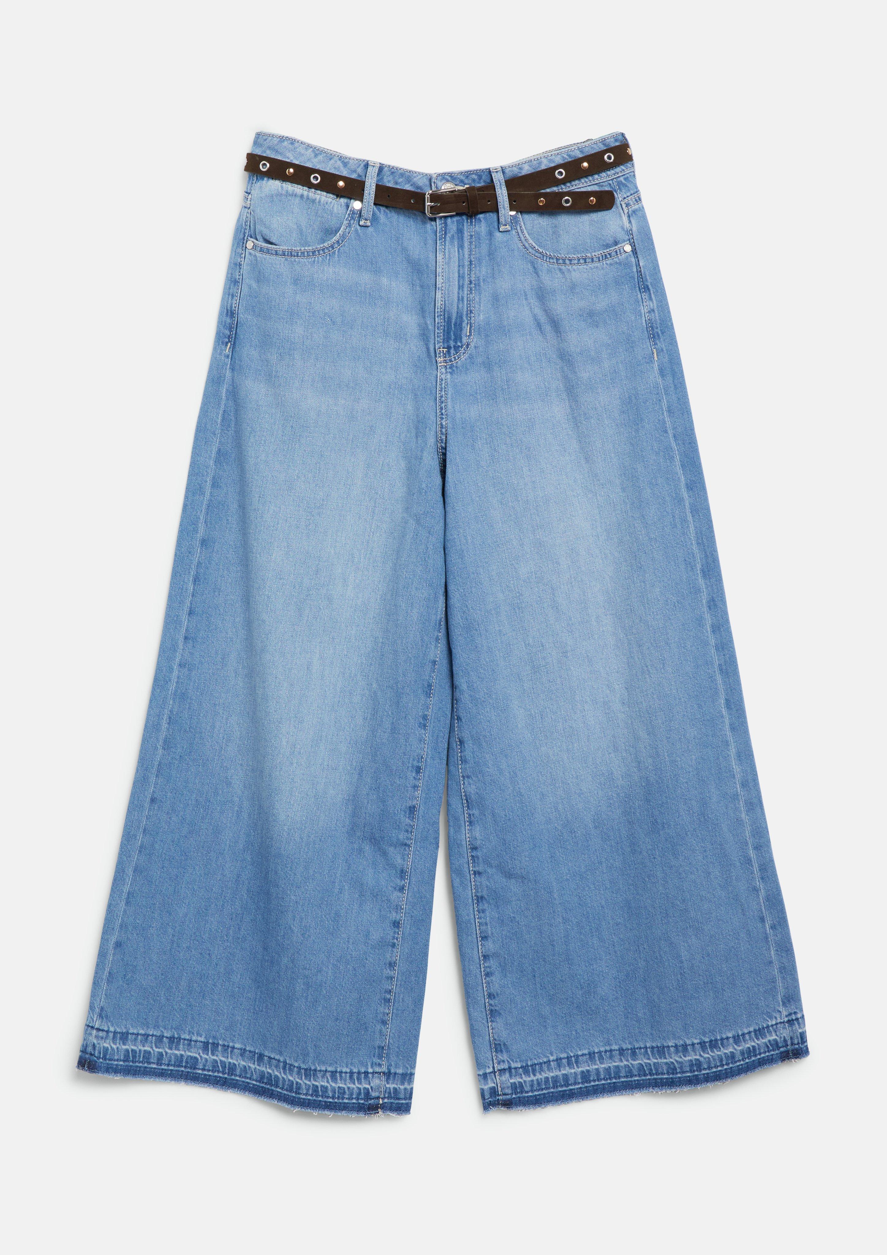 Damen Culotte / High Rise / Extra Wide Leg / mit Nietengürtel in blau von s.Oliver