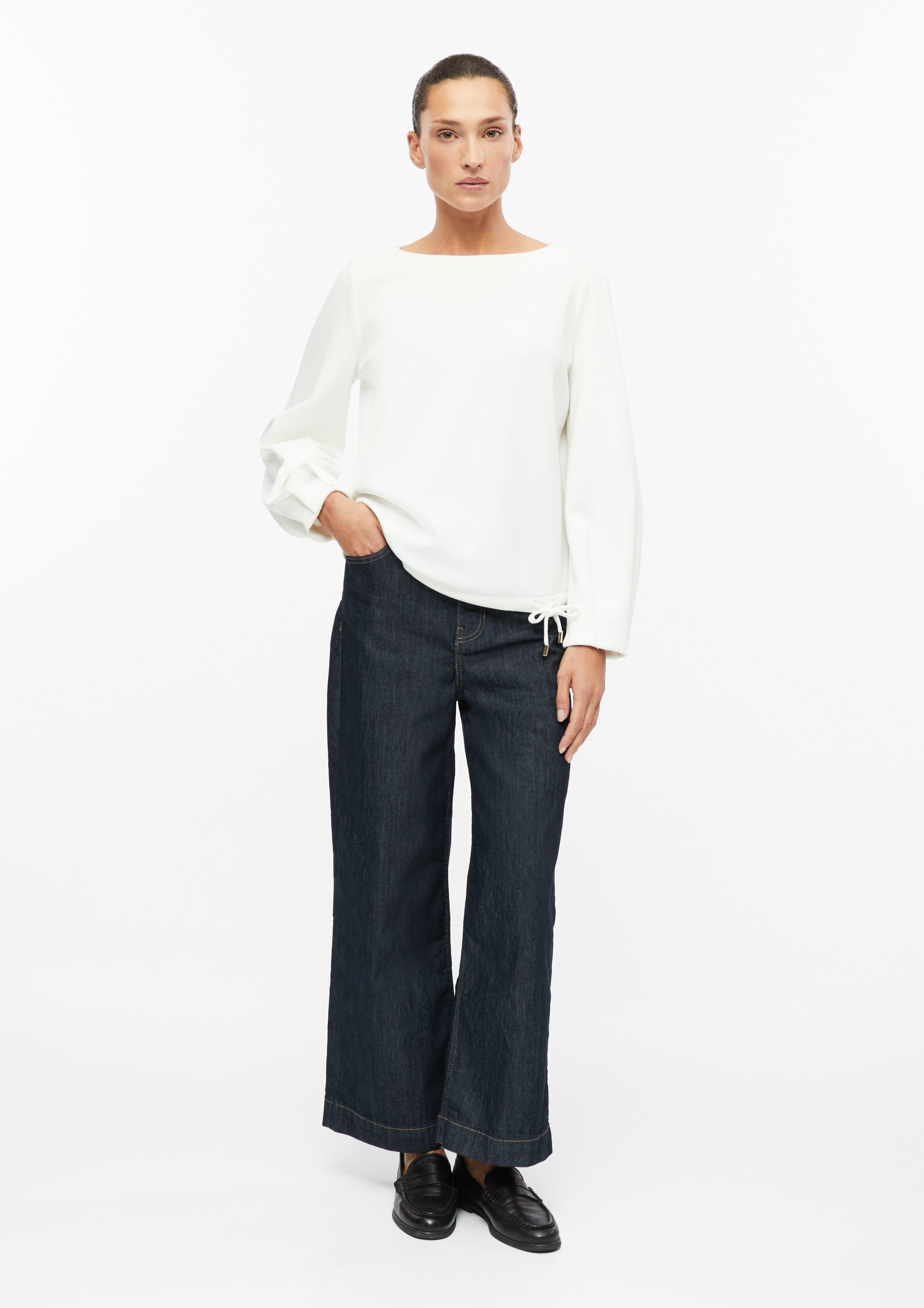 Damen Sweatshirt im Relaxed Fit mit Tunnelzug am Saum in creme von s.Oliver BLACK LABEL