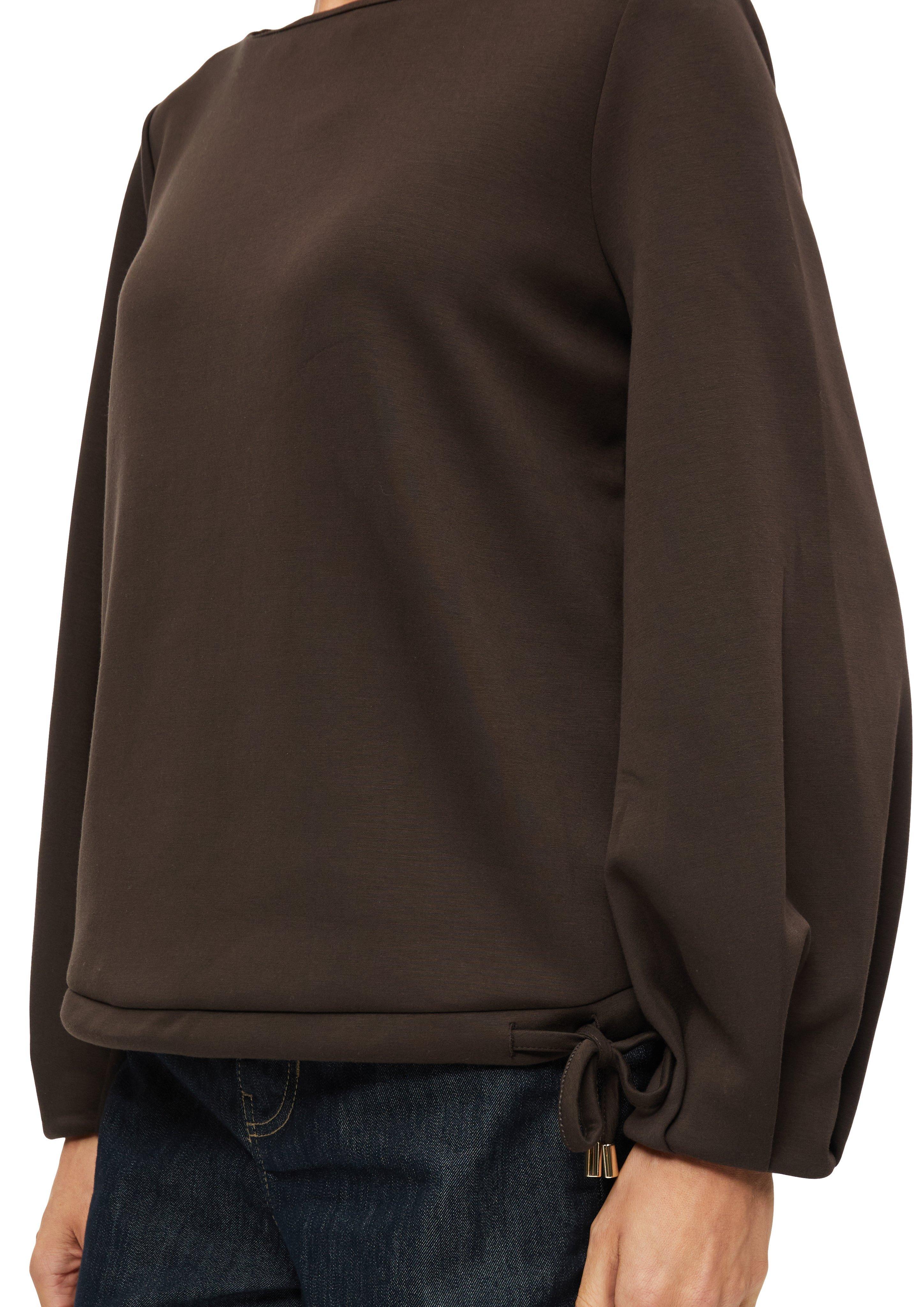 Femmes Sweat-shirt à la coupe décontractée avec cordon de serrage à l'ourlet en brun de s.Oliver BLACK LABEL