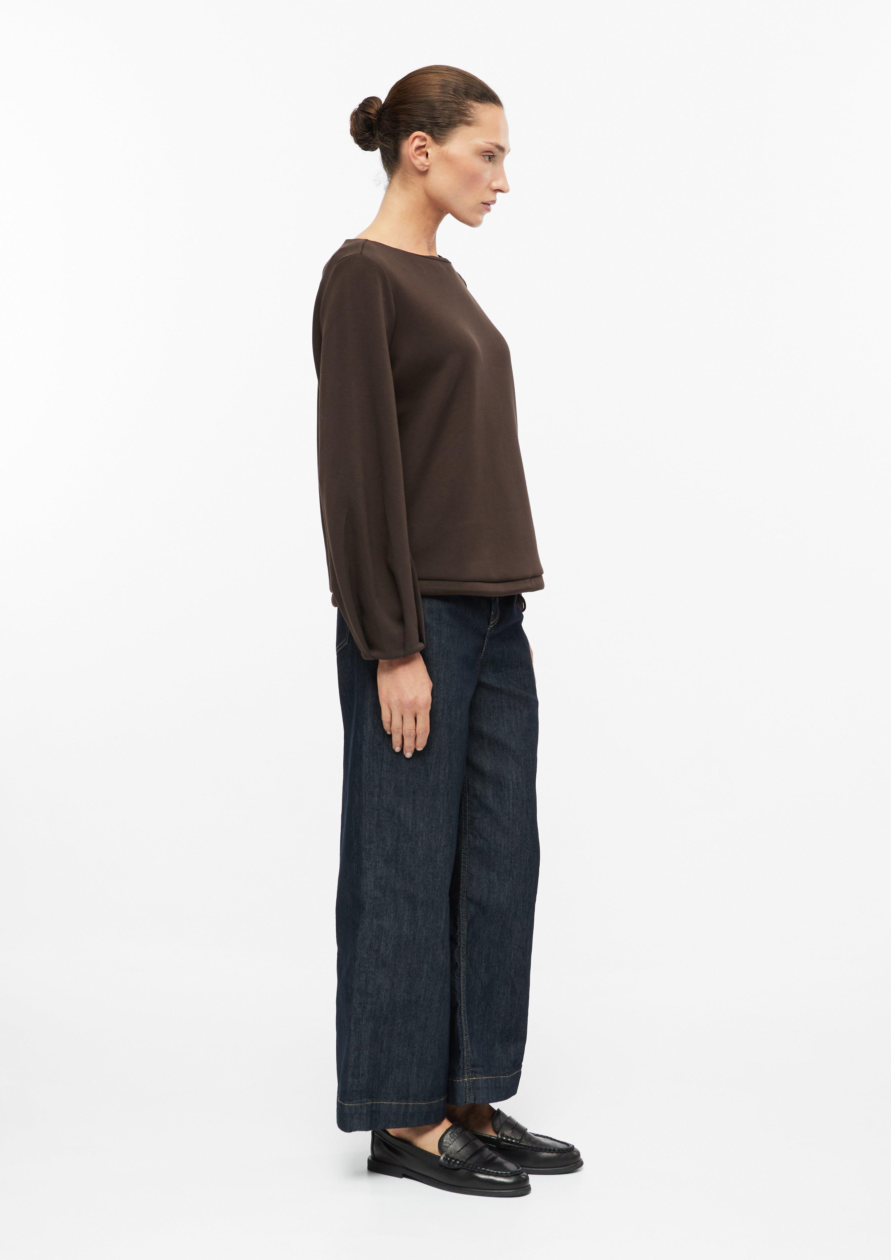 Femmes Sweat-shirt à la coupe décontractée avec cordon de serrage à l'ourlet en brun de s.Oliver BLACK LABEL