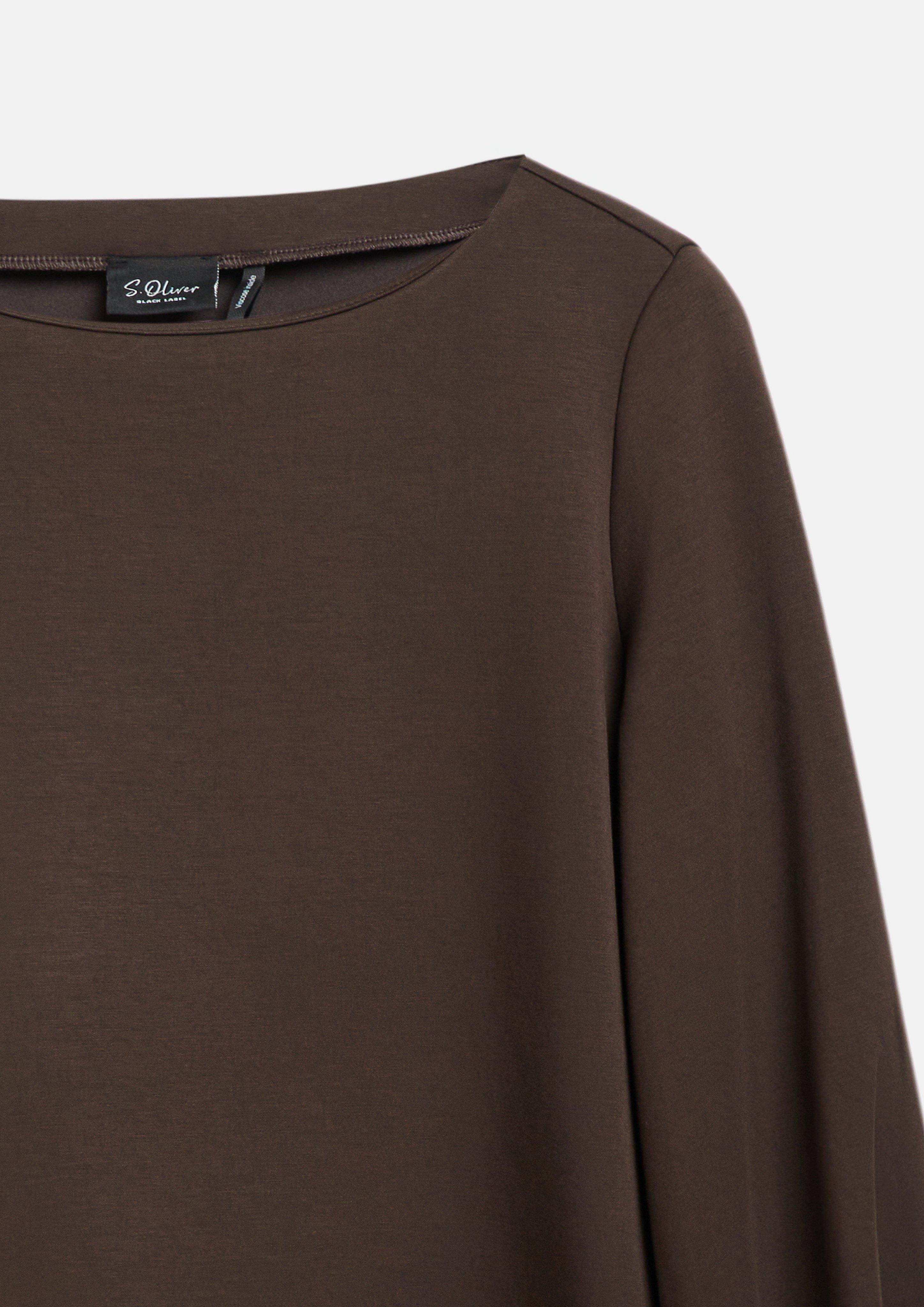 Femmes Sweat-shirt à la coupe décontractée avec cordon de serrage à l'ourlet en brun de s.Oliver BLACK LABEL