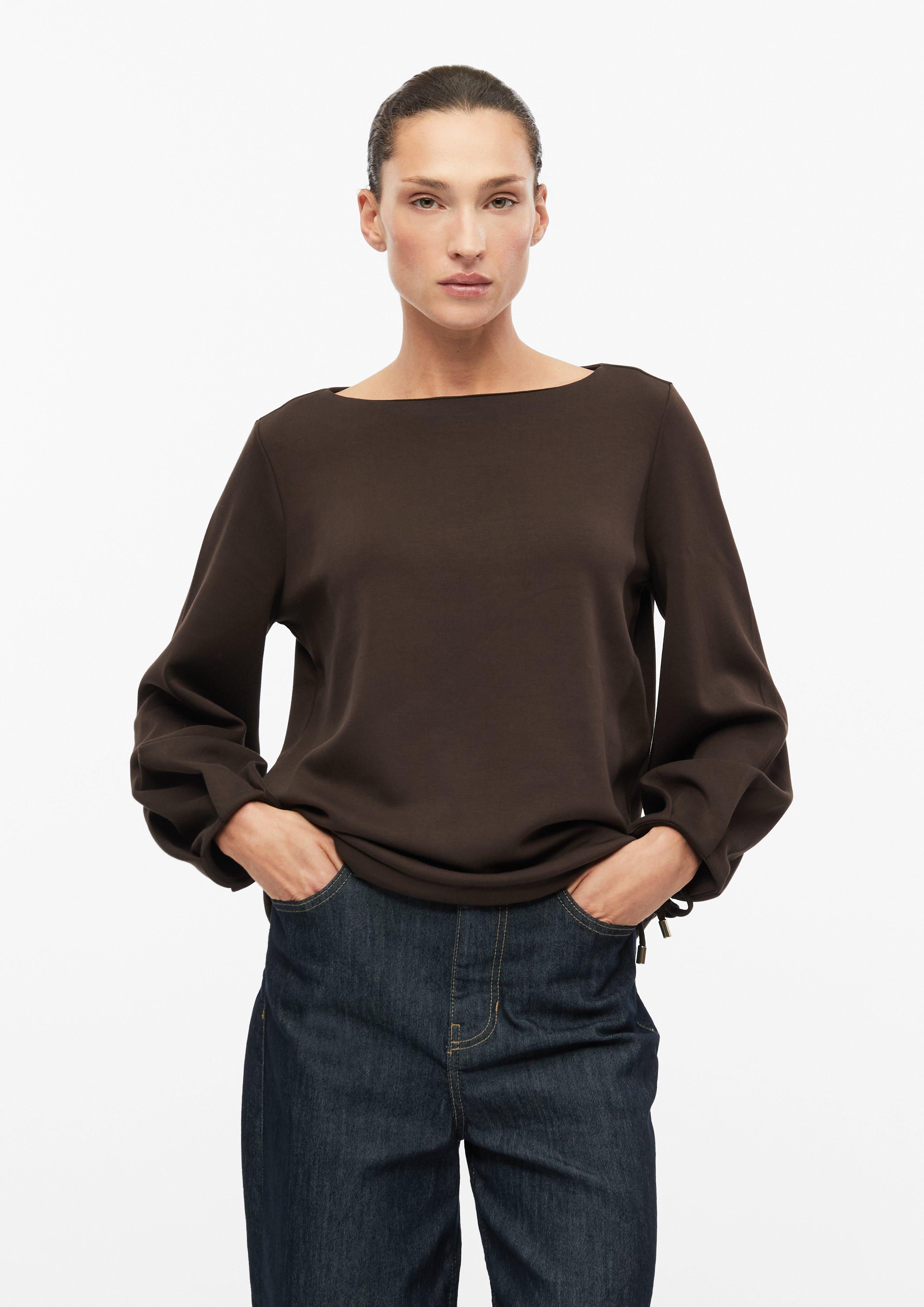 Women Relaxed-fit sweatshirt with a drawstring at the hem in dark brown by s.Oliver BLACK LABEL