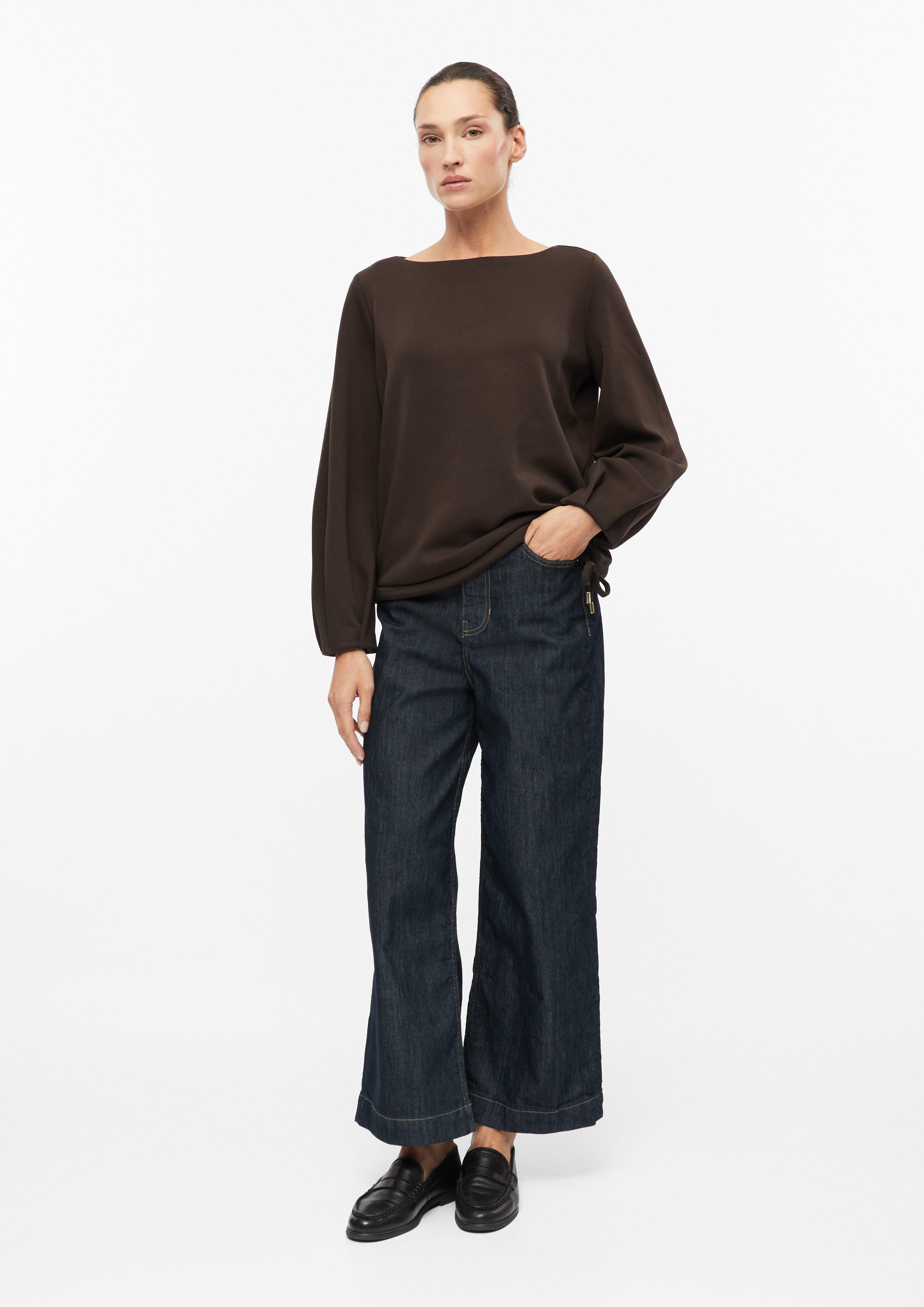 Femmes Sweat-shirt à la coupe décontractée avec cordon de serrage à l'ourlet en brun de s.Oliver BLACK LABEL