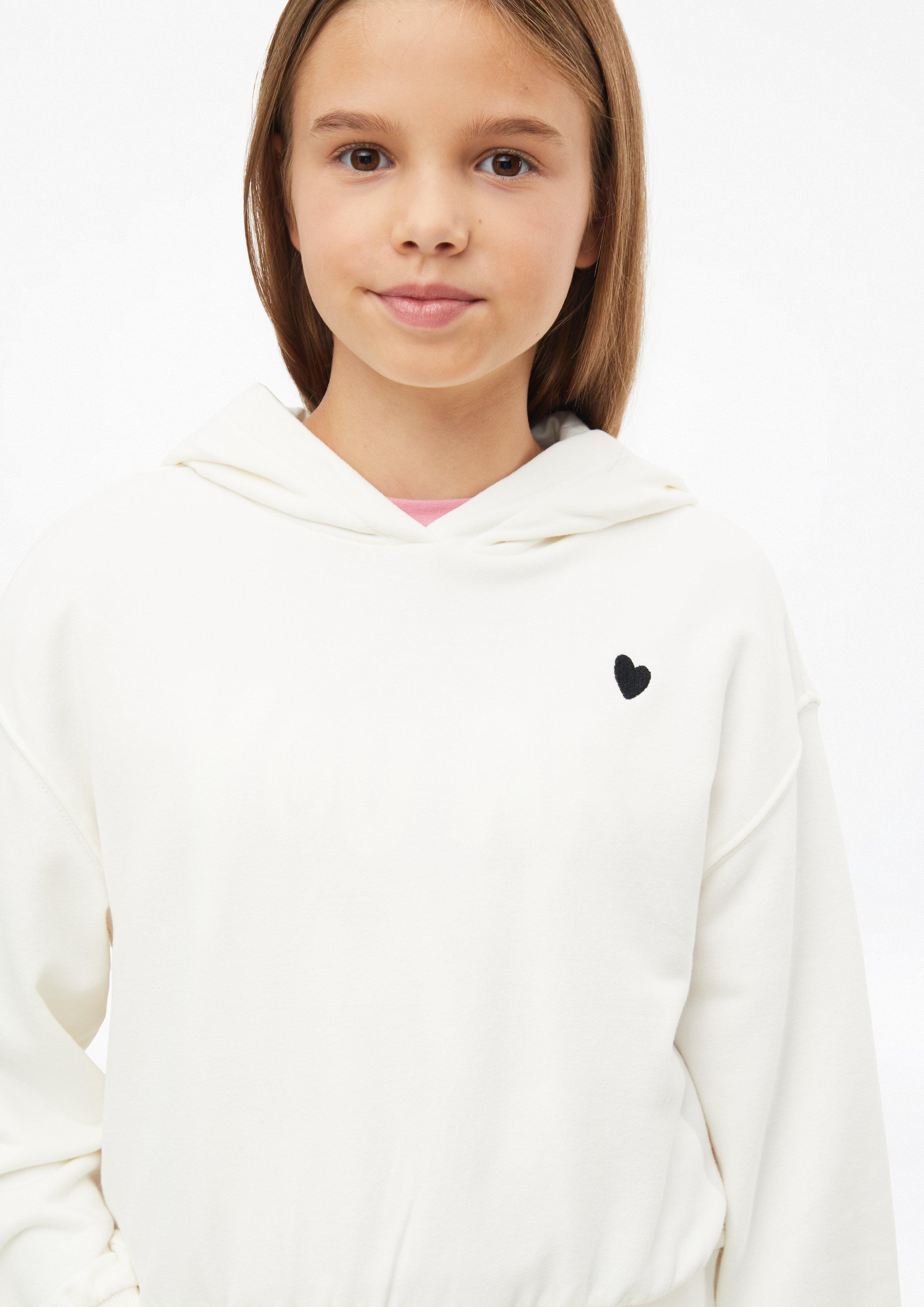 Junior Kort oversized sweatshirt met capuchon en print op de rug in wit van s.Oliver