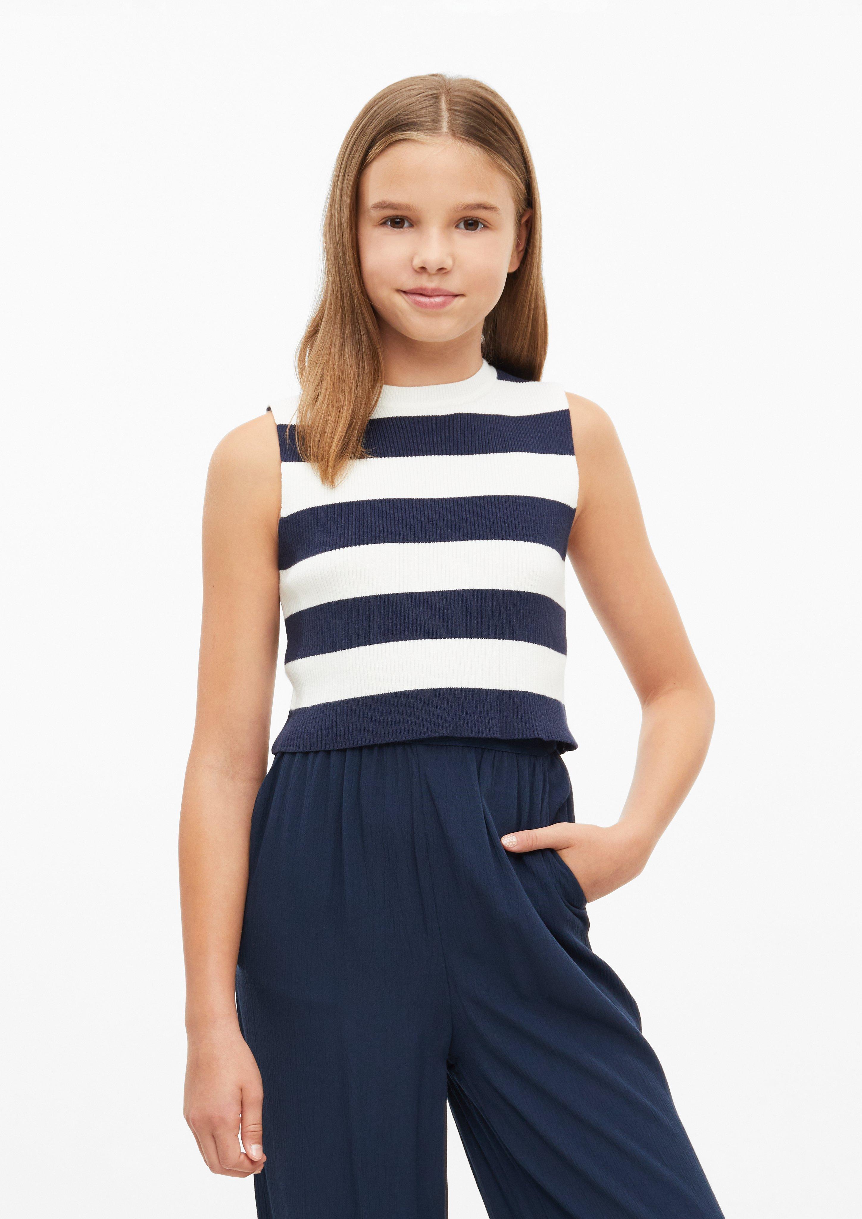 Cropped Top aus Rippstrick im Viskosmix v barvě námořnická modrá od s.Oliver