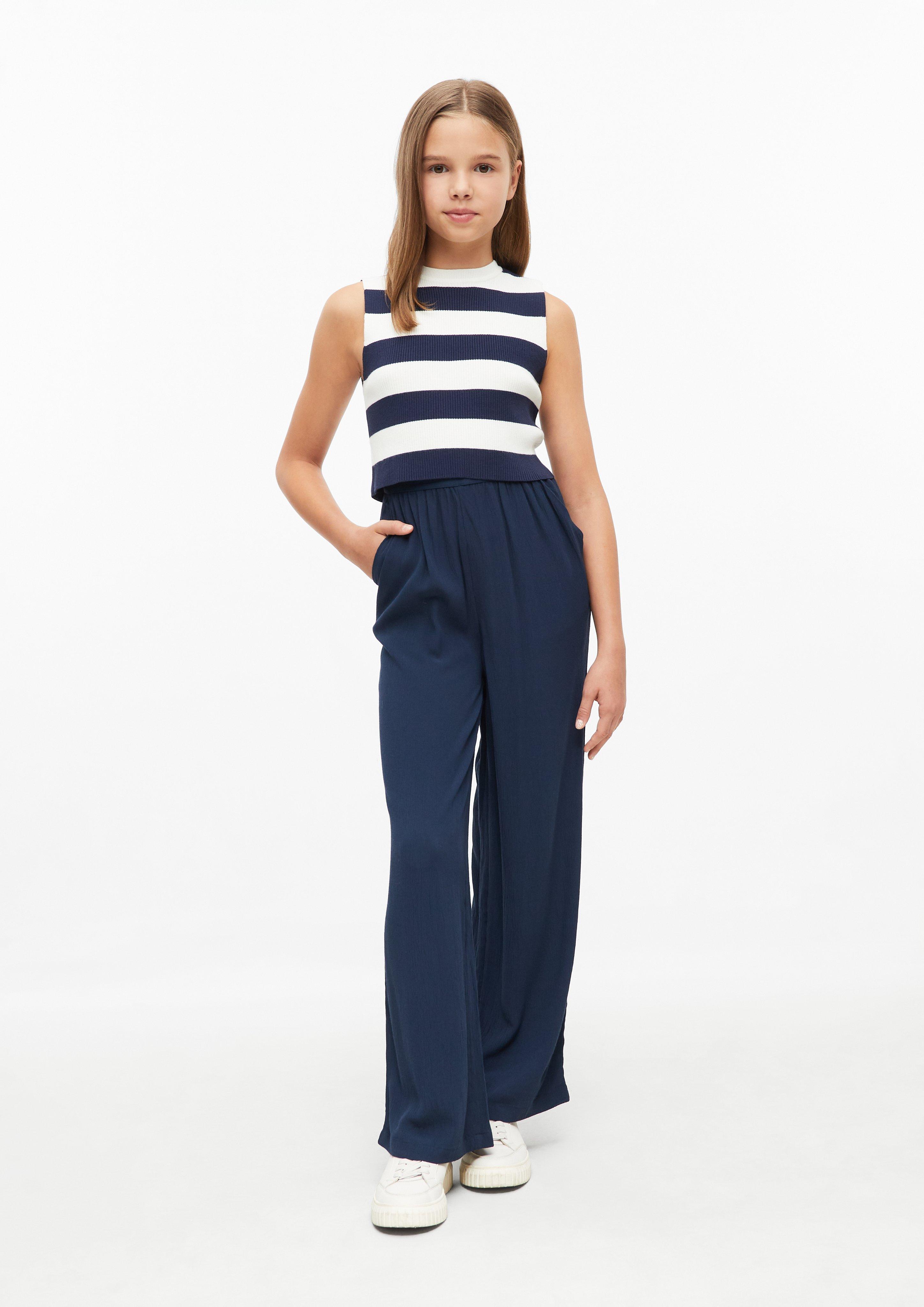 Kinder Cropped Top aus Rippstrick im Viskosmix in blau von s.Oliver