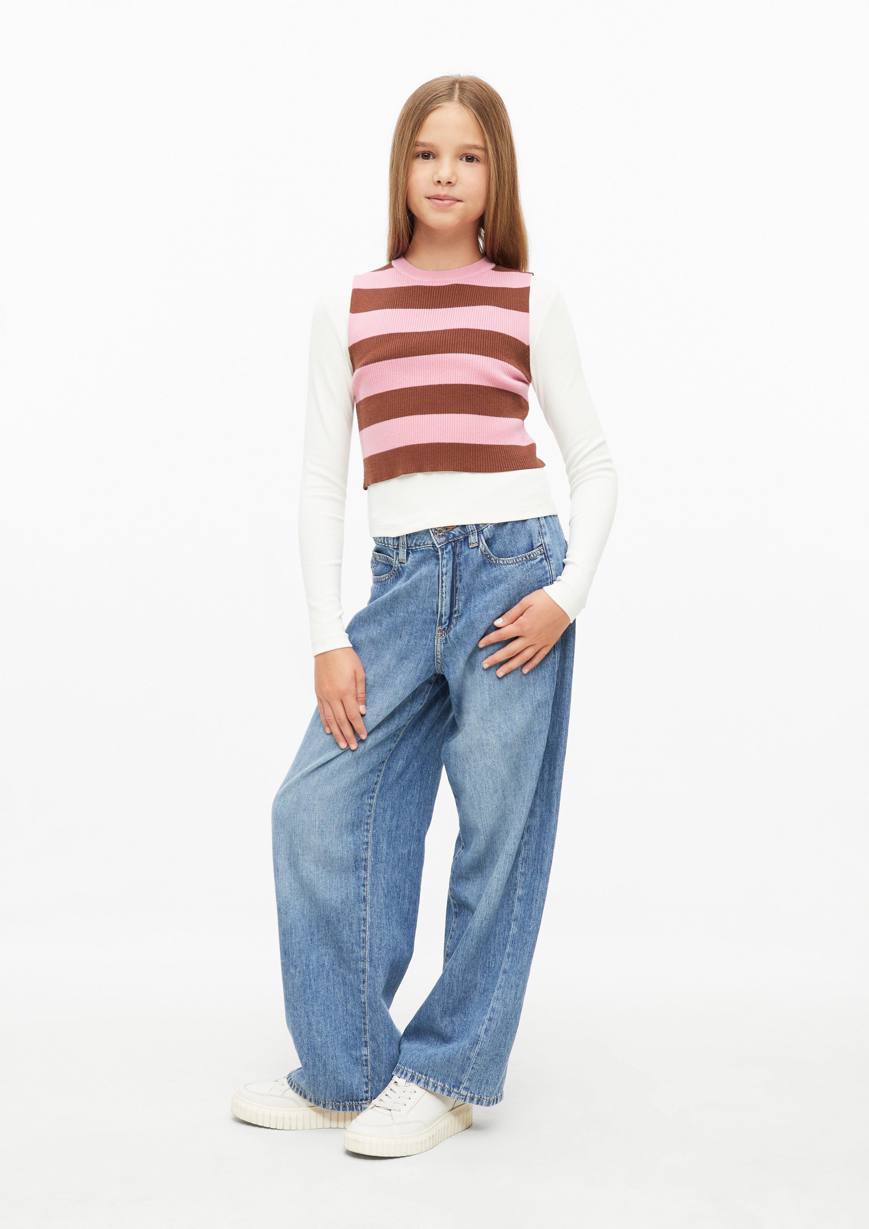 Kinder Cropped Top aus Rippstrick im Viskosmix in pink von s.Oliver