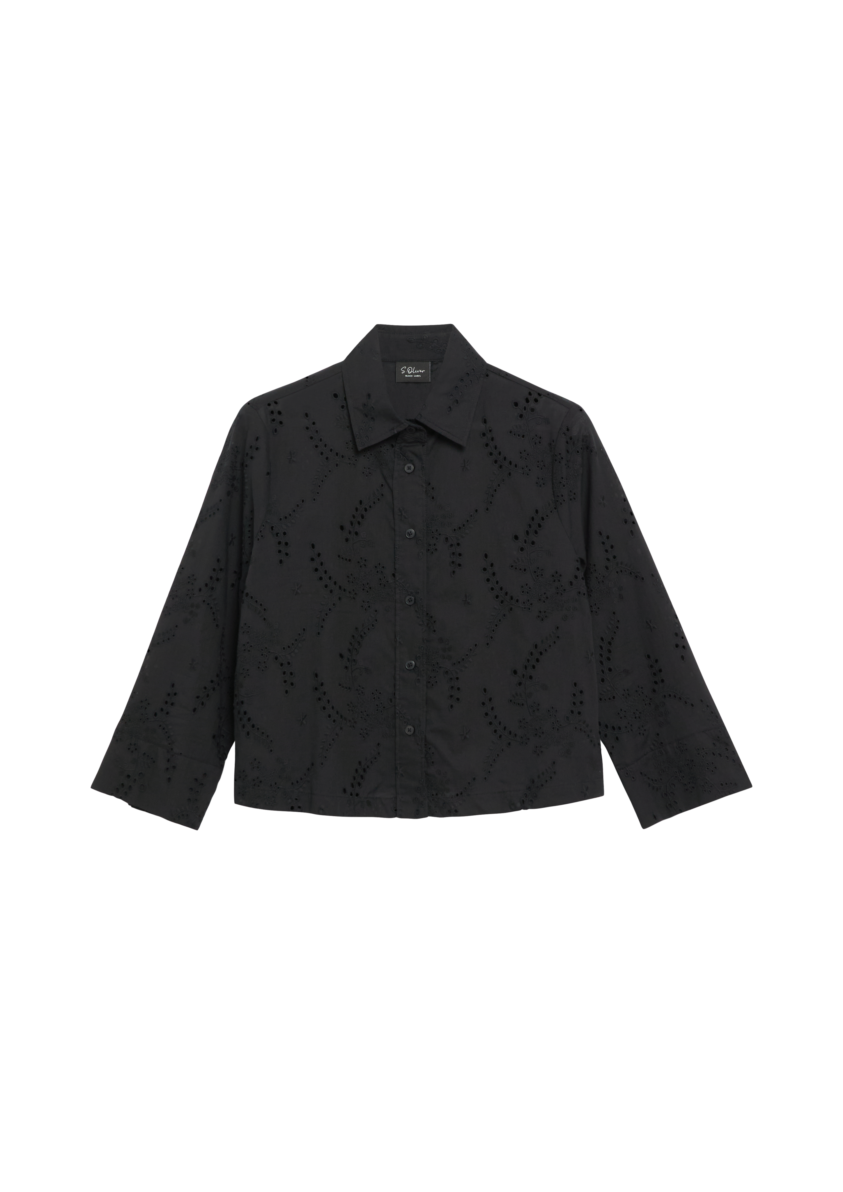 Semitransparente Crop-Bluse mit Lochstickerei