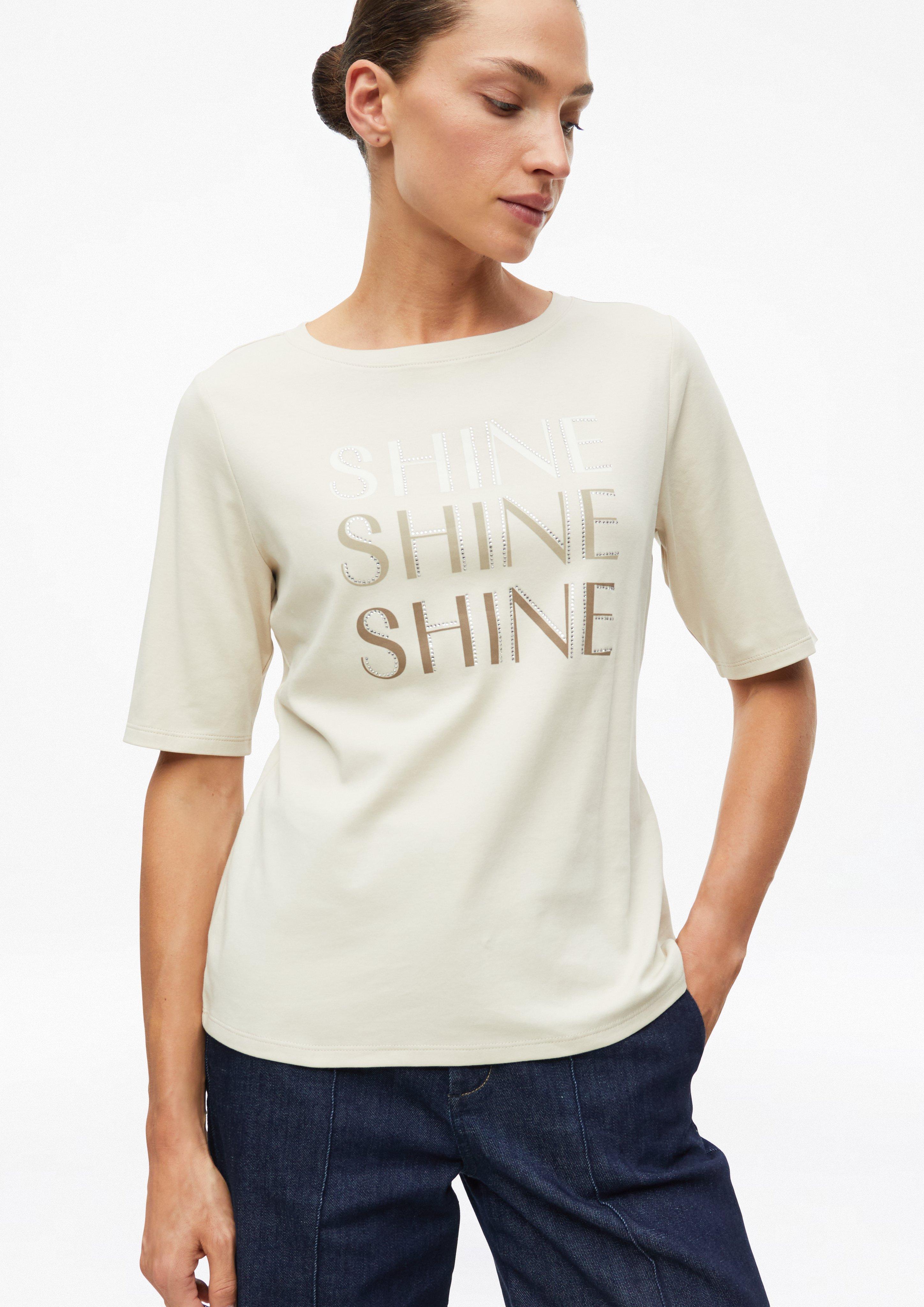Damen T-Shirt mit Print und Schmucksteinen in beige von s.Oliver BLACK LABEL