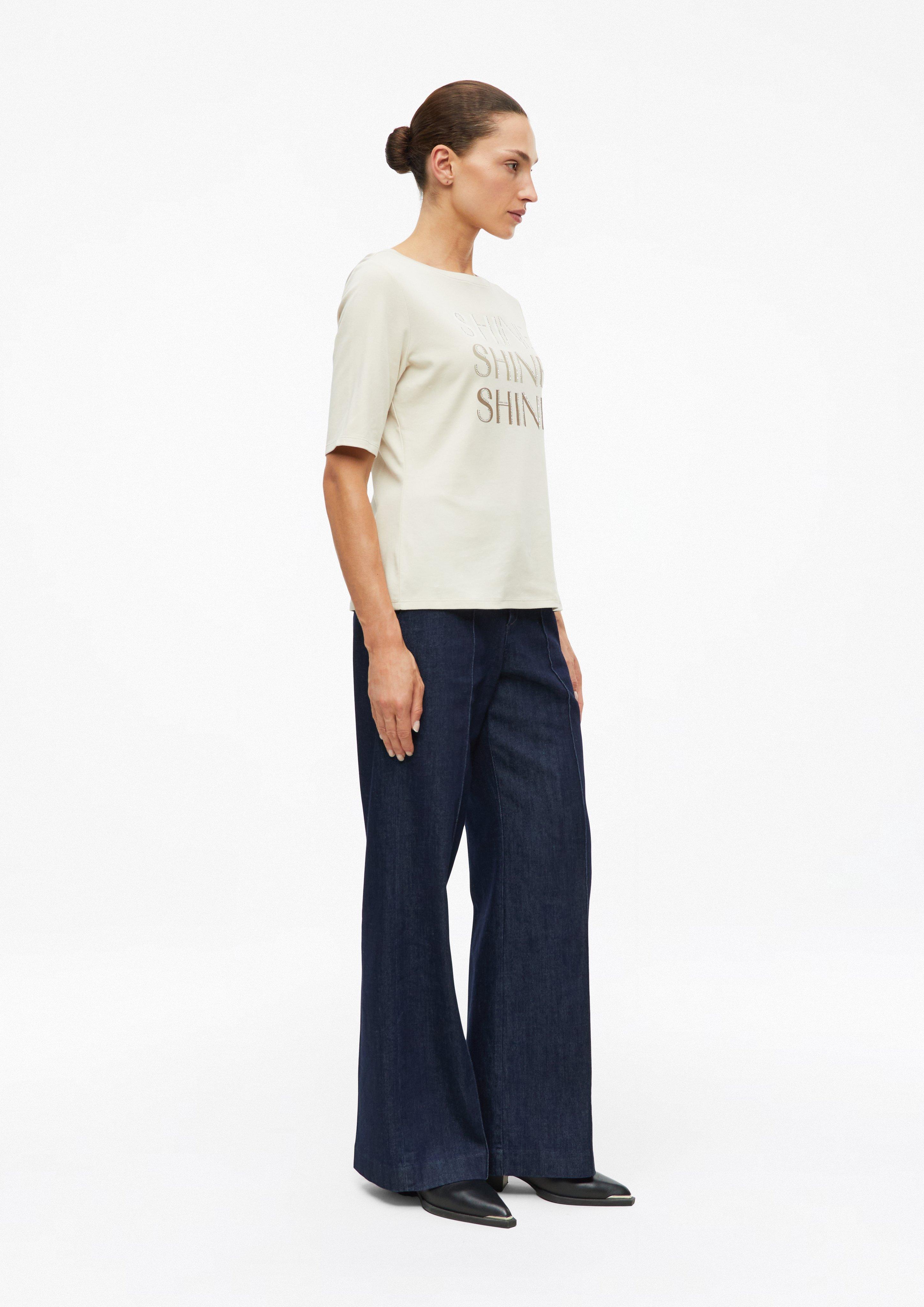Damen T-Shirt mit Print und Schmucksteinen in beige von s.Oliver BLACK LABEL