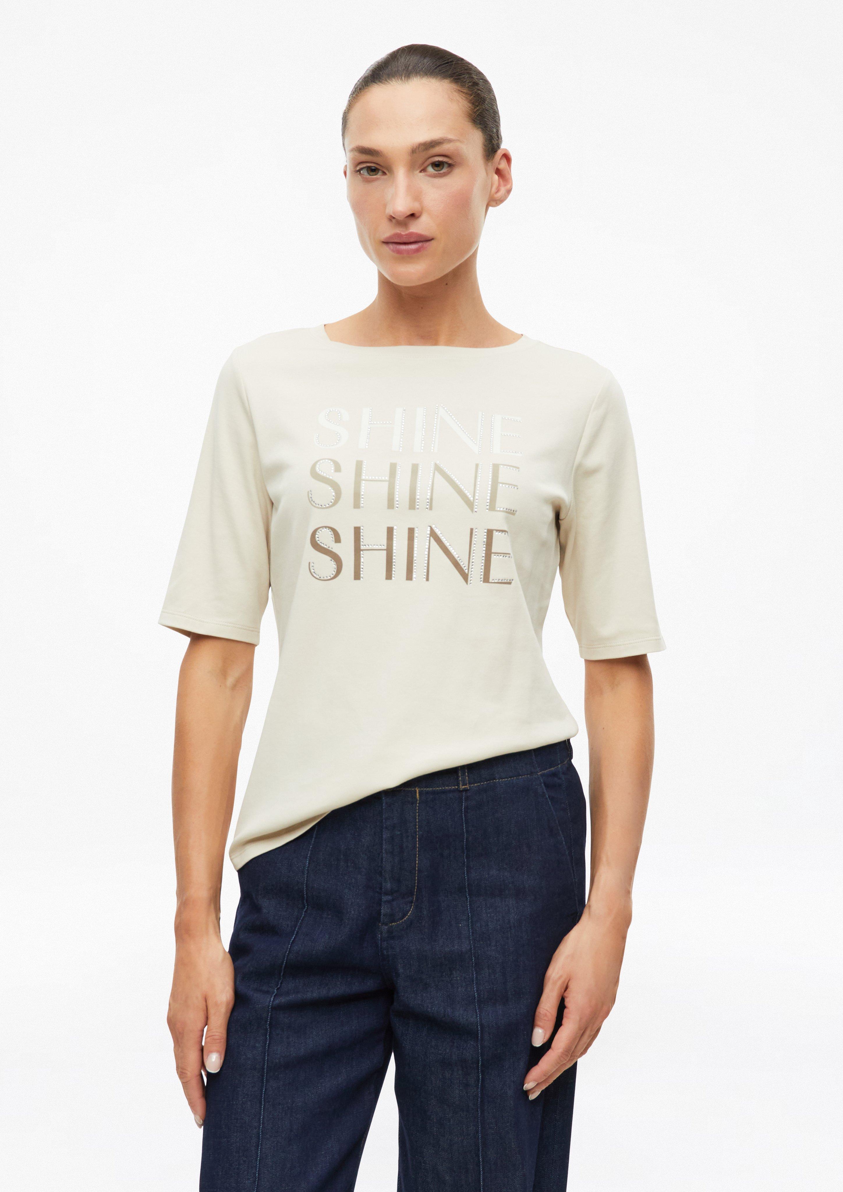 Dames T-shirt met print en sierstenen in beige van s.Oliver BLACK LABEL