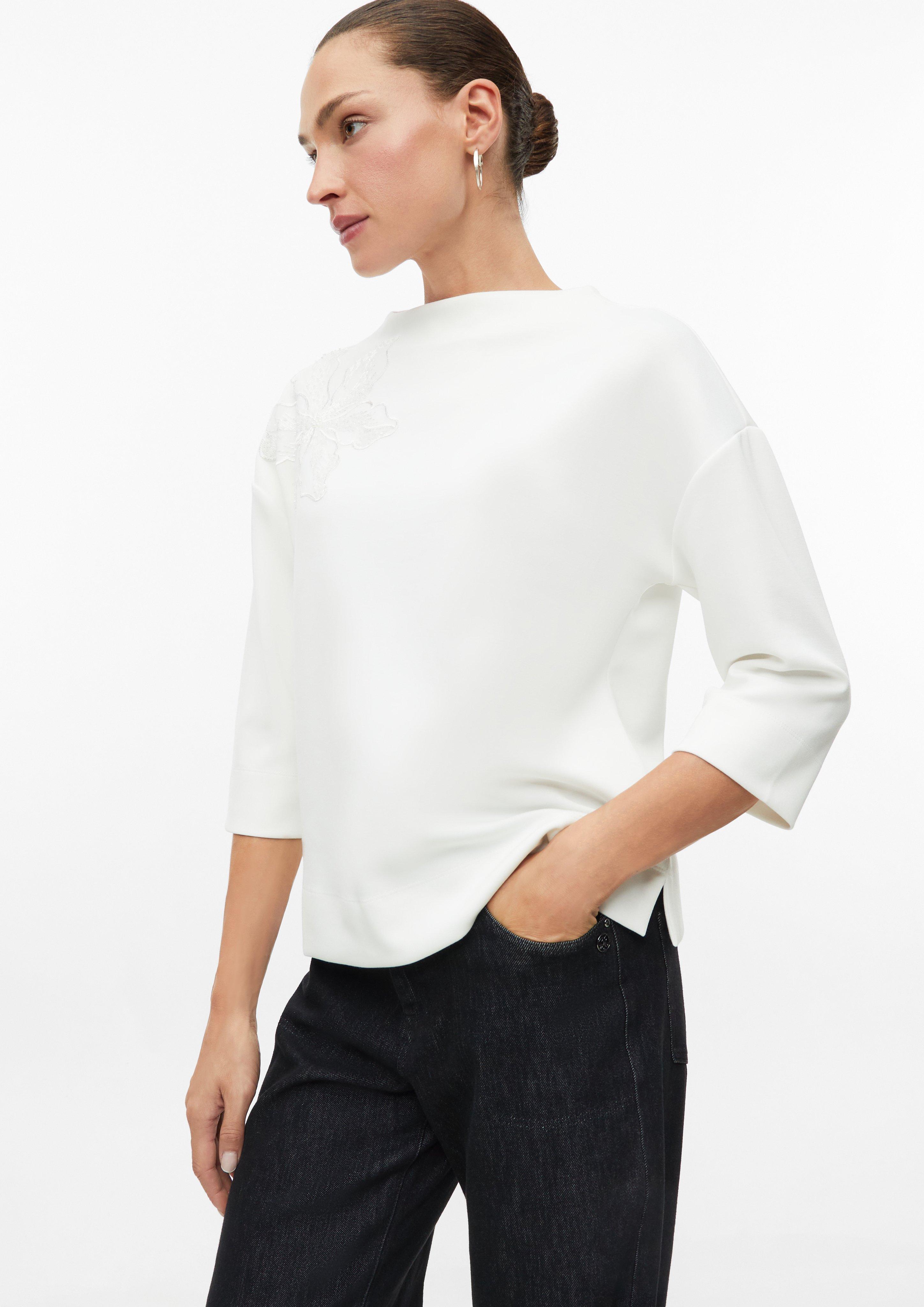 Dames Sweatshirt met relaxte pasvorm en applicatie in crème van s.Oliver BLACK LABEL