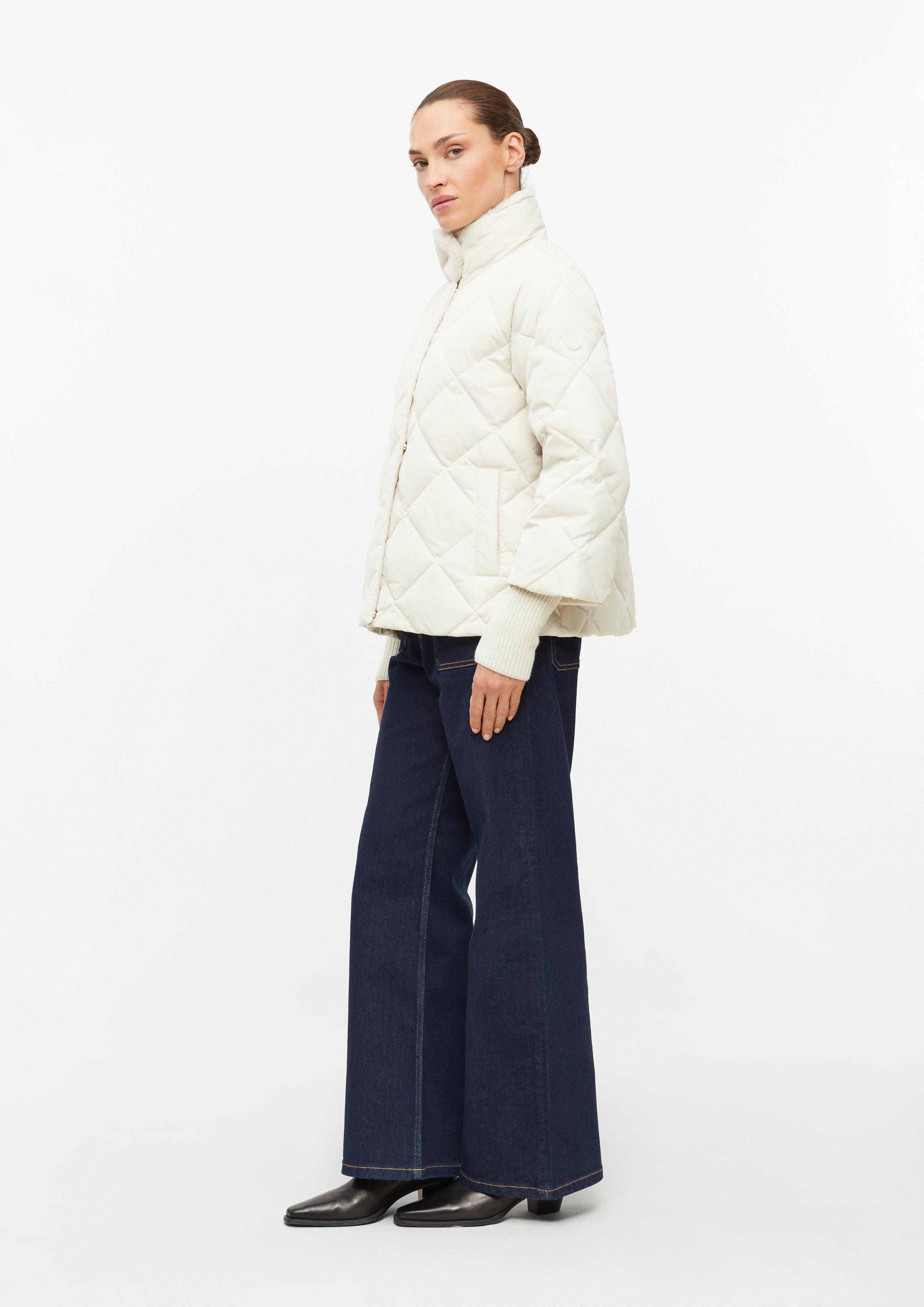 Women Warm quilted jacket with down filling and cuffs in beige by s.Oliver BLACK LABEL