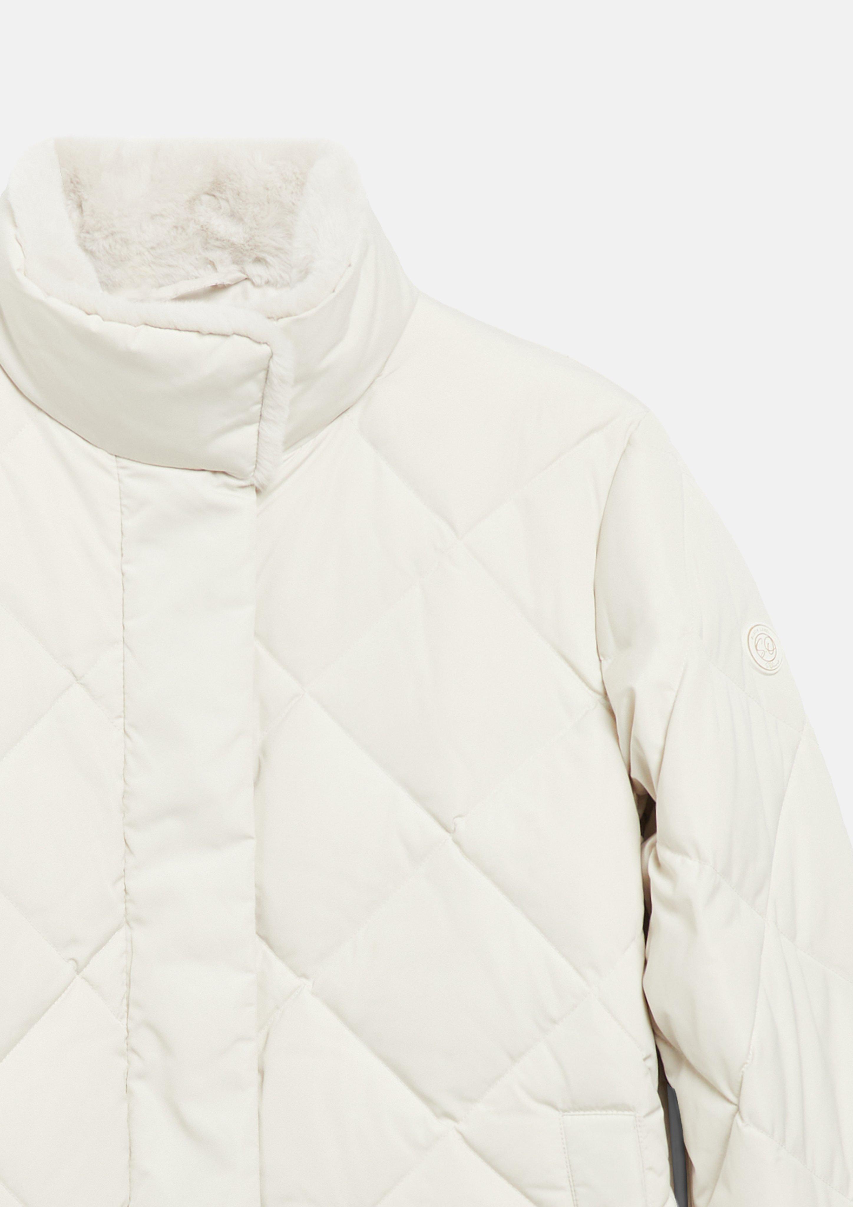 Women Warm quilted jacket with down filling and cuffs in beige by s.Oliver BLACK LABEL