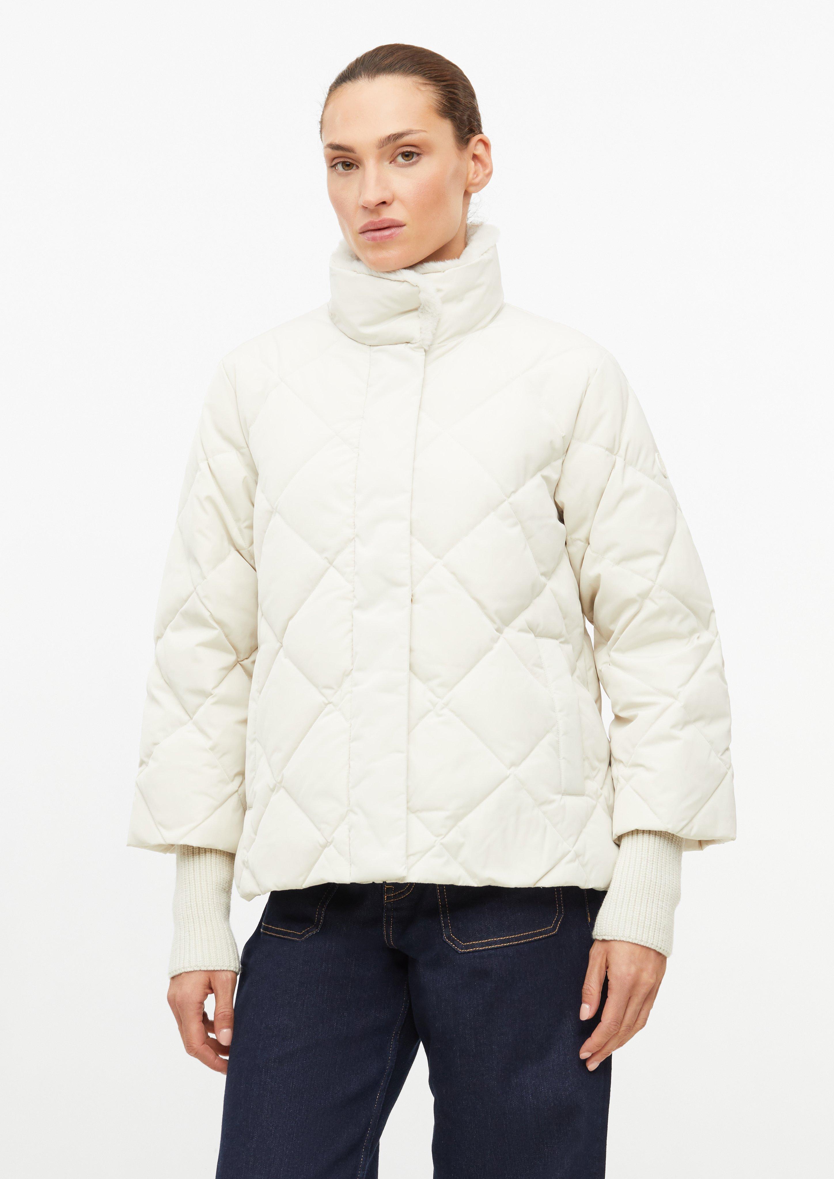 Warm quilted jacket with down filling and cuffs in light beige by s.Oliver BLACK LABEL