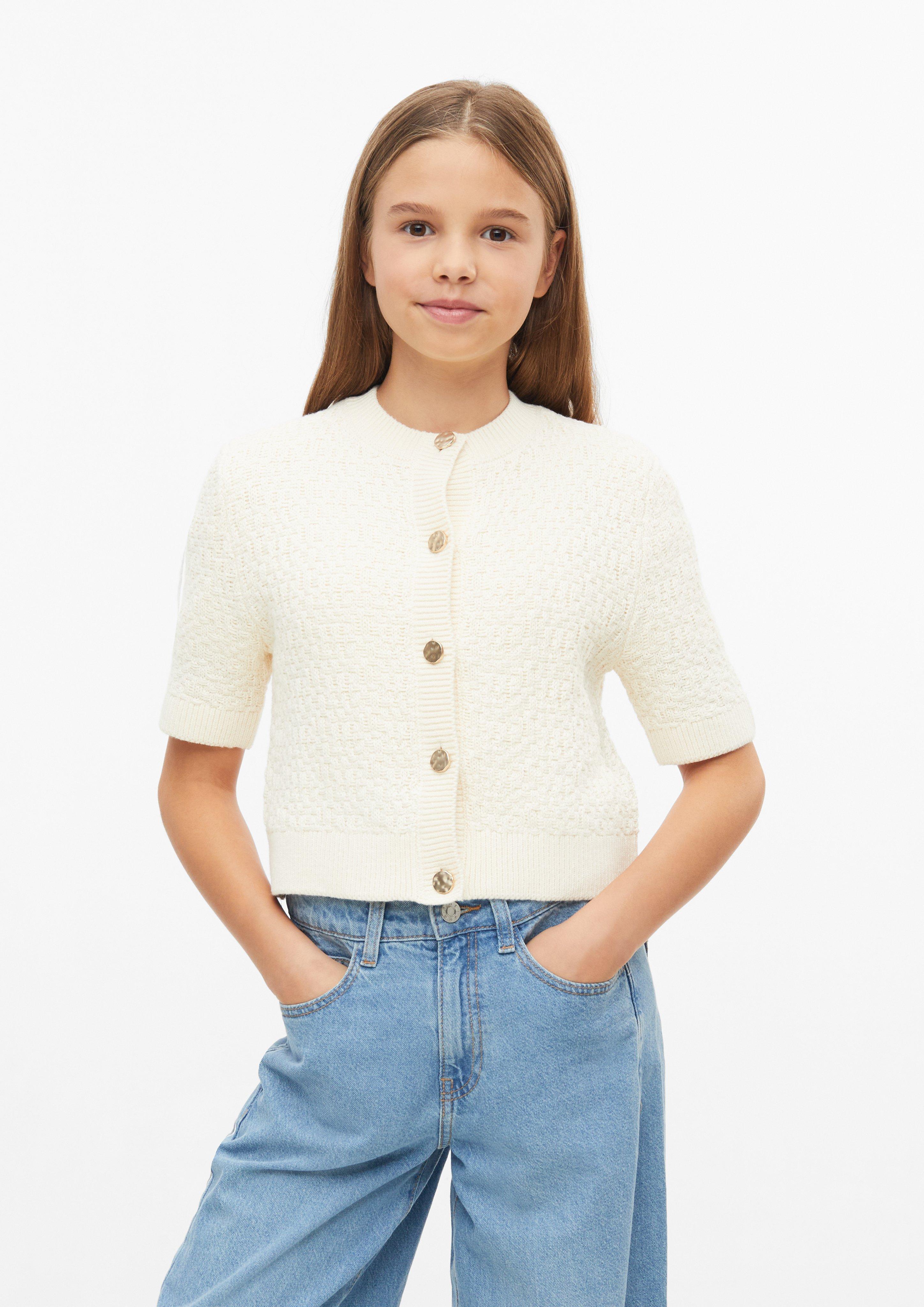 Kurzarm-Strickjacke mit Strukturmuster in Farbe creme von s.Oliver