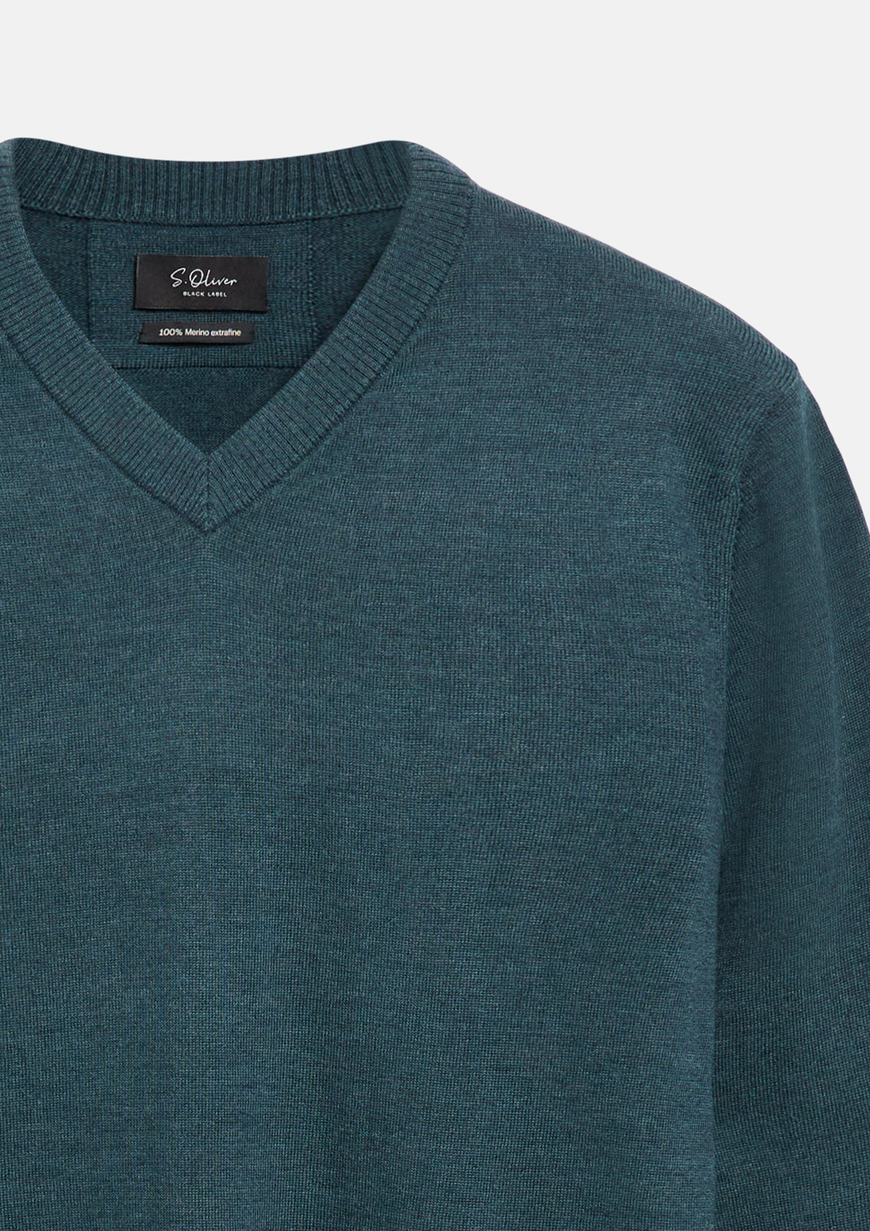 Hommes Pull en tricot en pétrole de s.Oliver BLACK LABEL