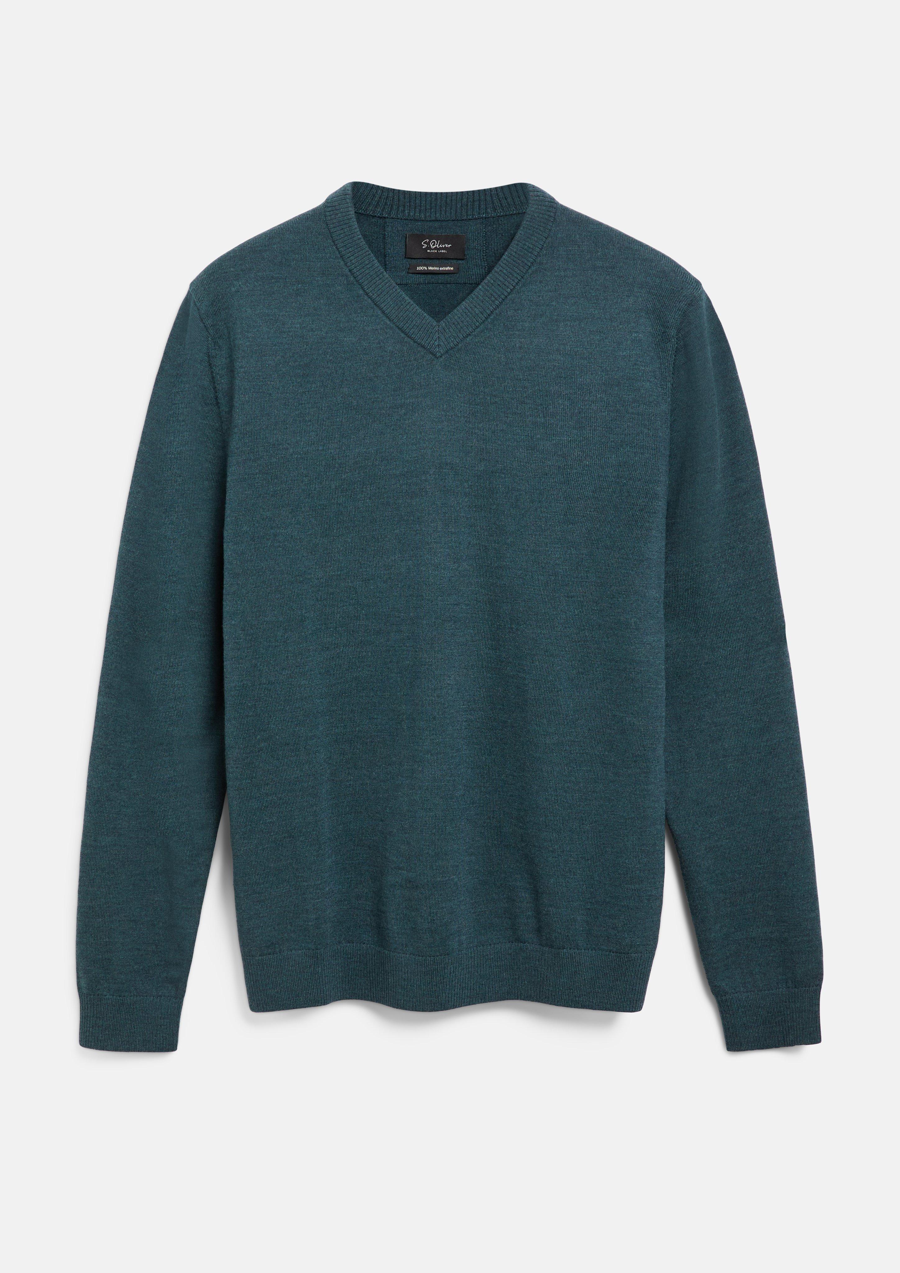 Hommes Pull en tricot en pétrole de s.Oliver BLACK LABEL