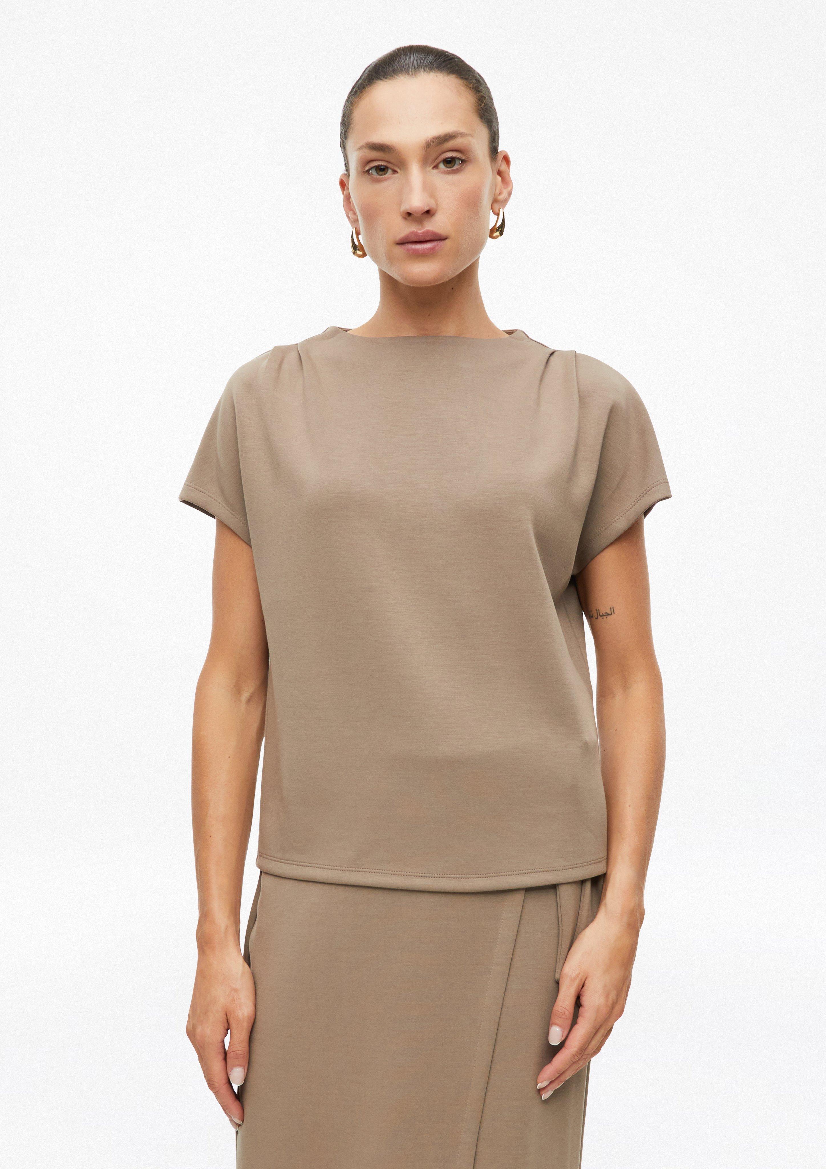 Dames Scuba-sweatshirt met plooidetails in zandsteen van s.Oliver BLACK LABEL