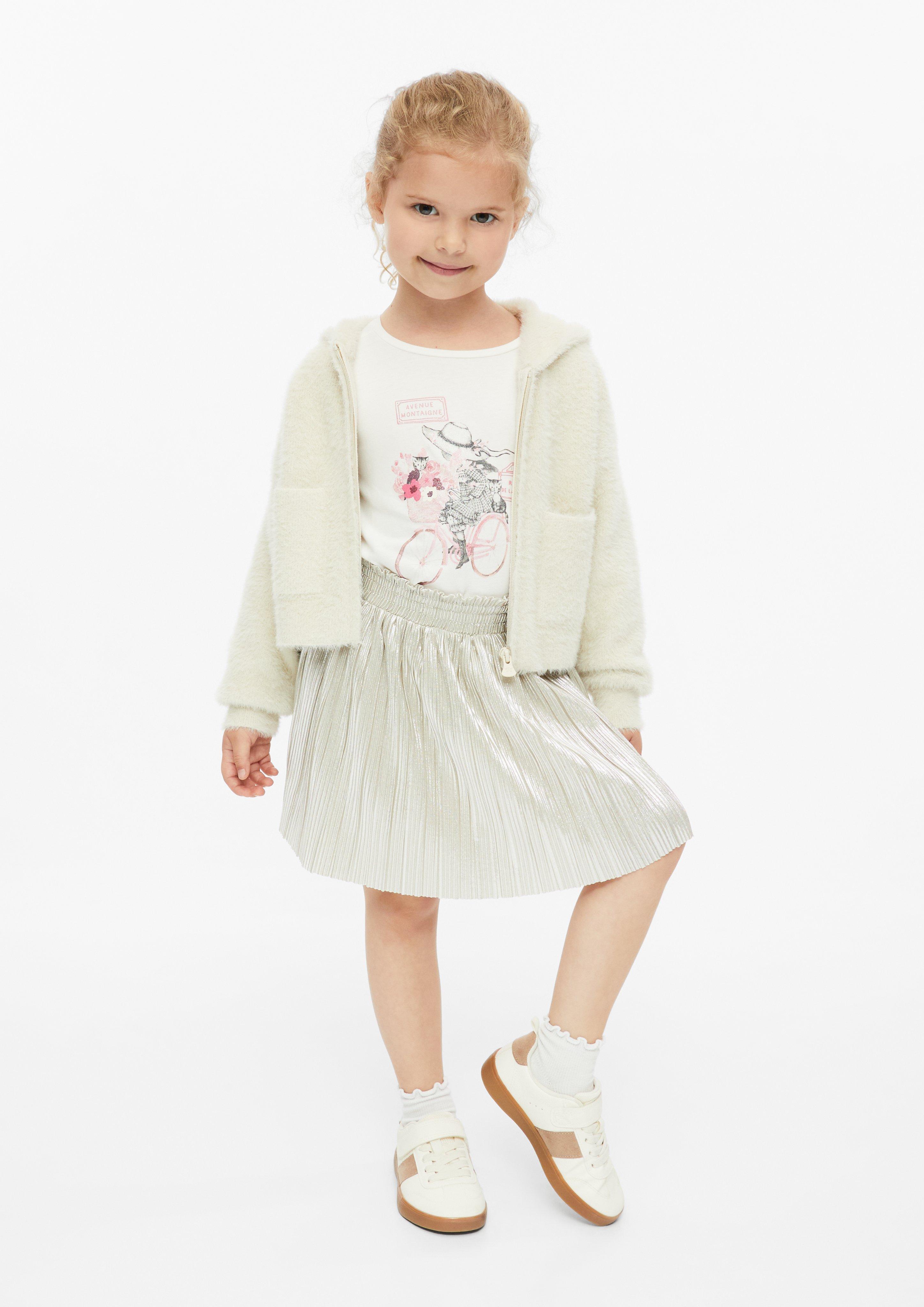 Kinder Plissierter Rock mit Silbereffekt und integrierter Shorts in helles beige von s.Oliver