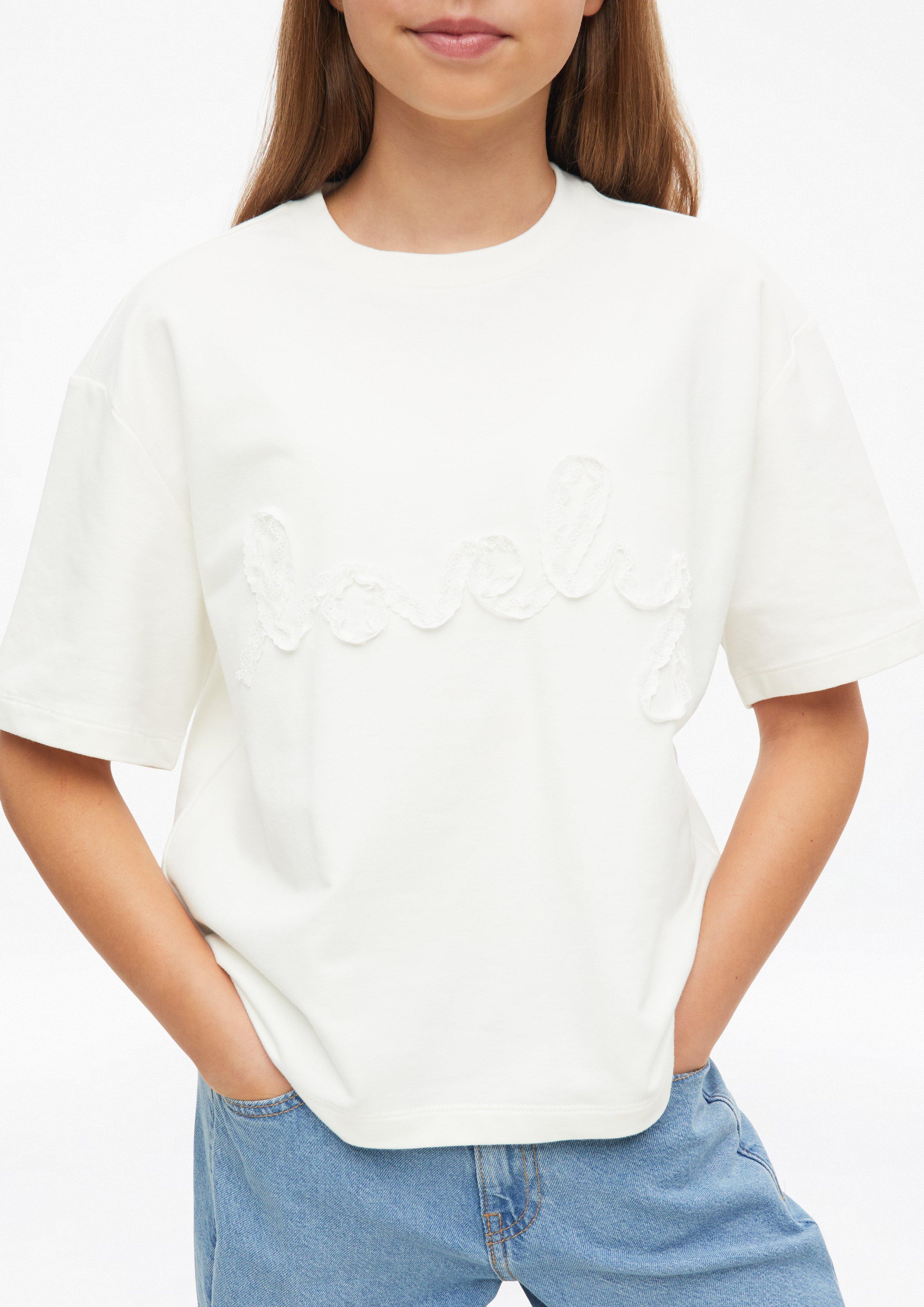 Kinder Light Felpa-Shirt mit Spitzenapplikation im Boxy Fit in weiß von s.Oliver