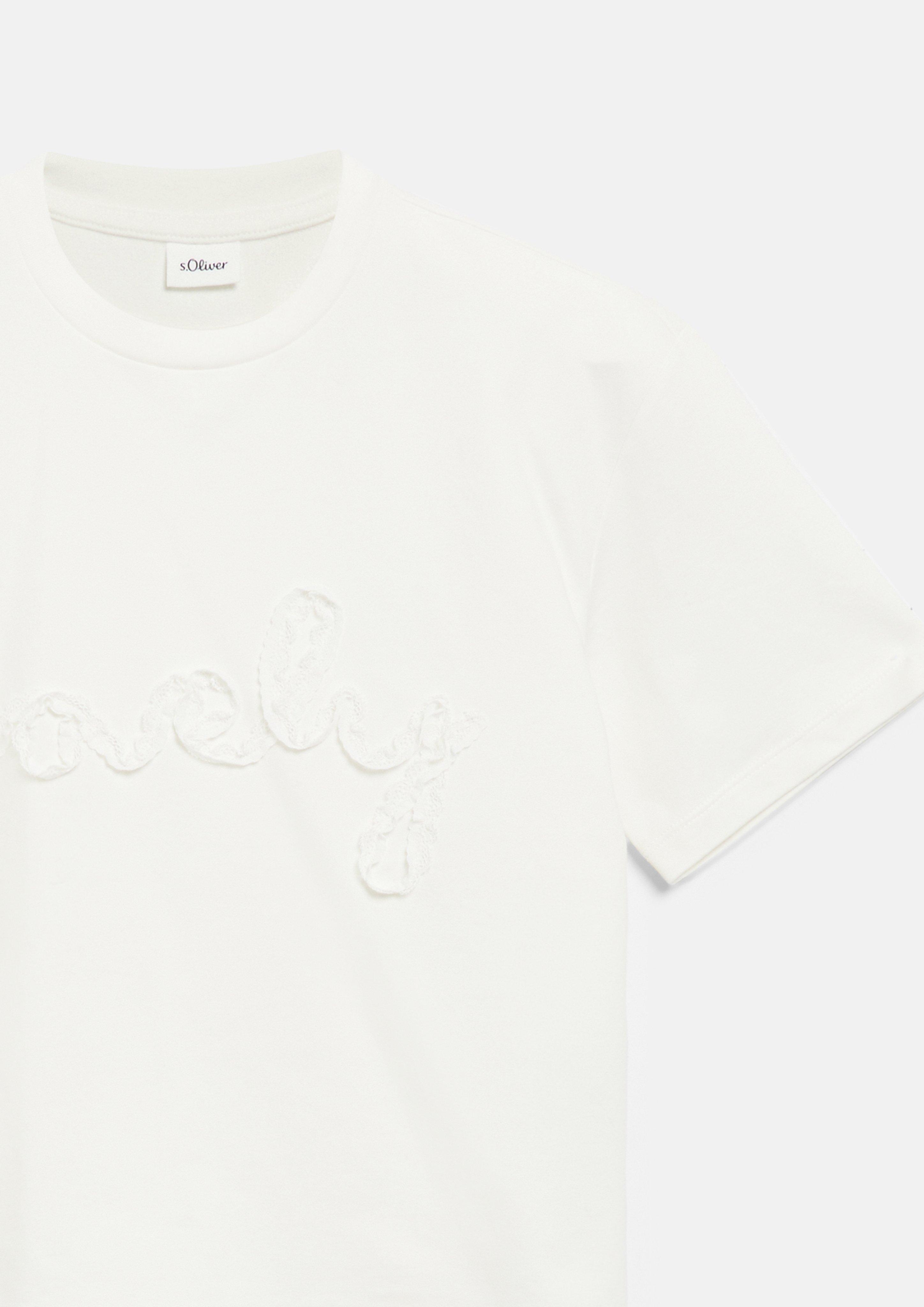Kinder Light Felpa-Shirt mit Spitzenapplikation im Boxy Fit in weiß von s.Oliver