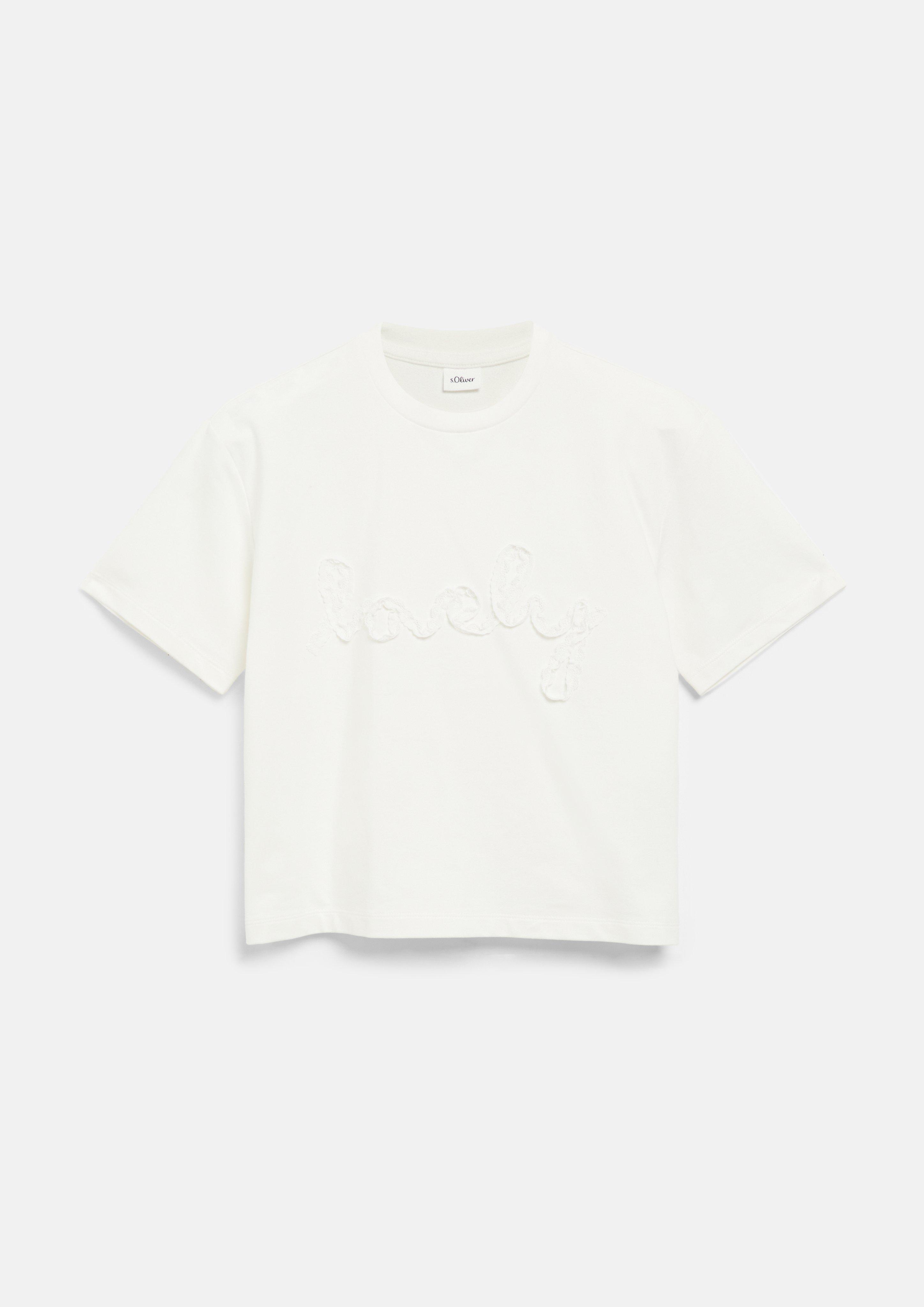 Kinder Light Felpa-Shirt mit Spitzenapplikation im Boxy Fit in creme von s.Oliver