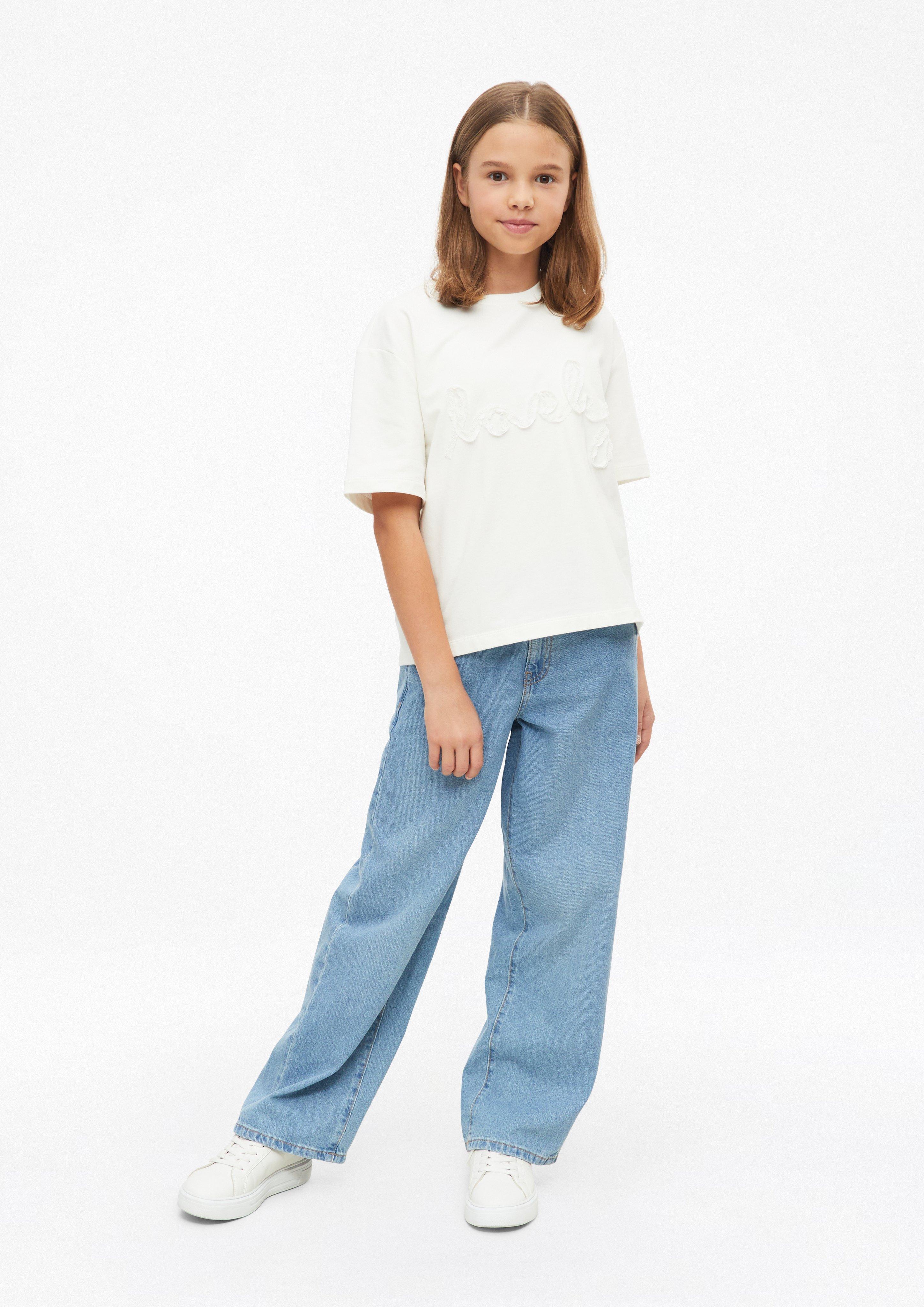 Kinder Light Felpa-Shirt mit Spitzenapplikation im Boxy Fit in weiß von s.Oliver