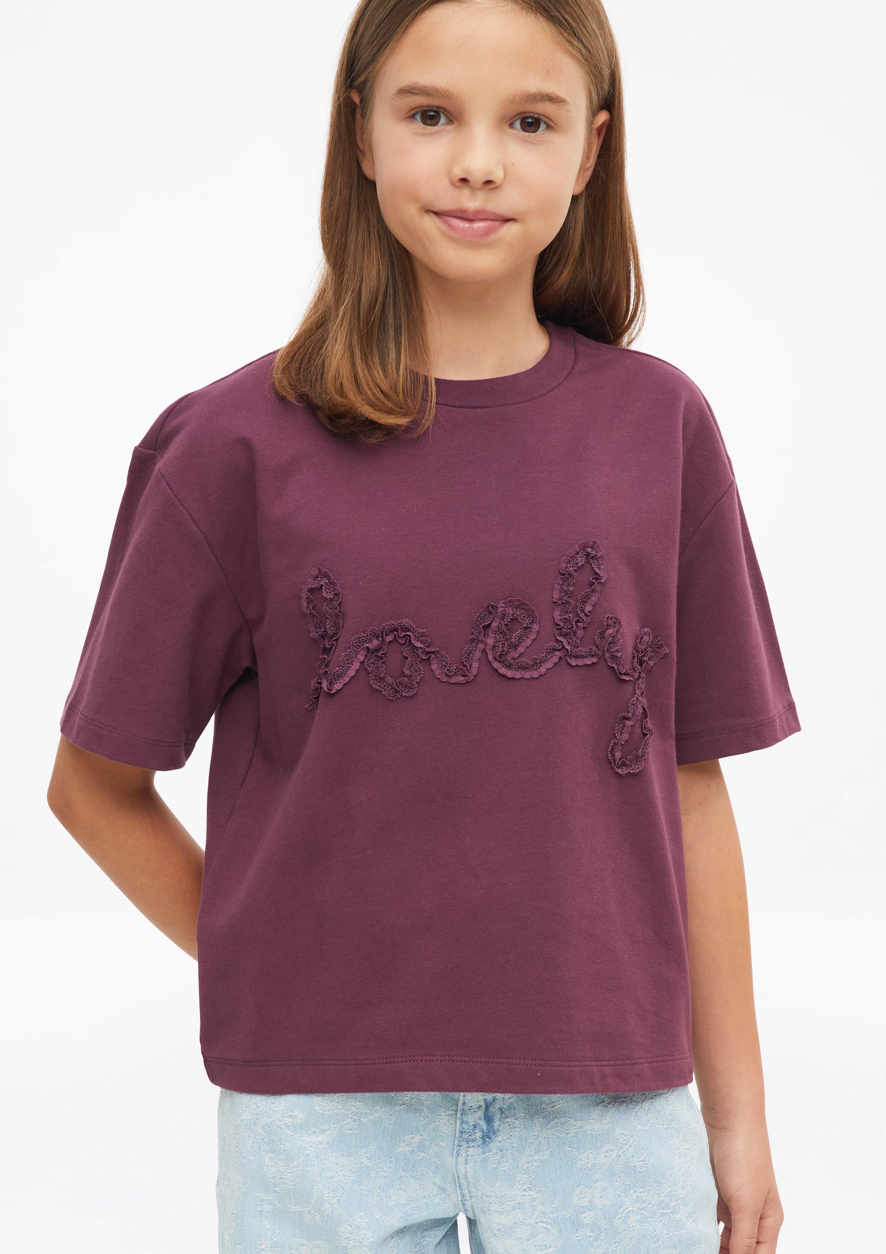 Kids Lightweight sweatshirt with lace appliqué in a boxy fit in red by s.Oliver