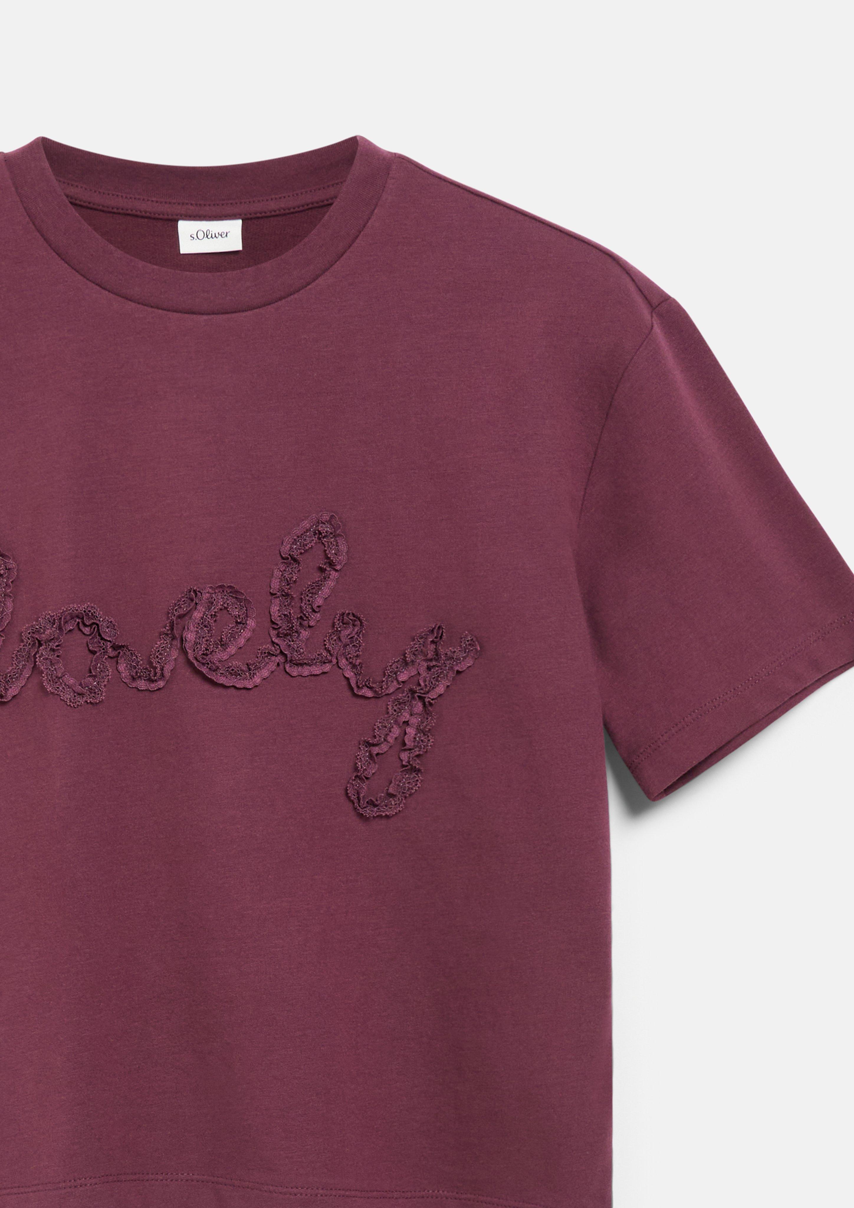 Kids Lightweight sweatshirt with lace appliqué in a boxy fit in red by s.Oliver