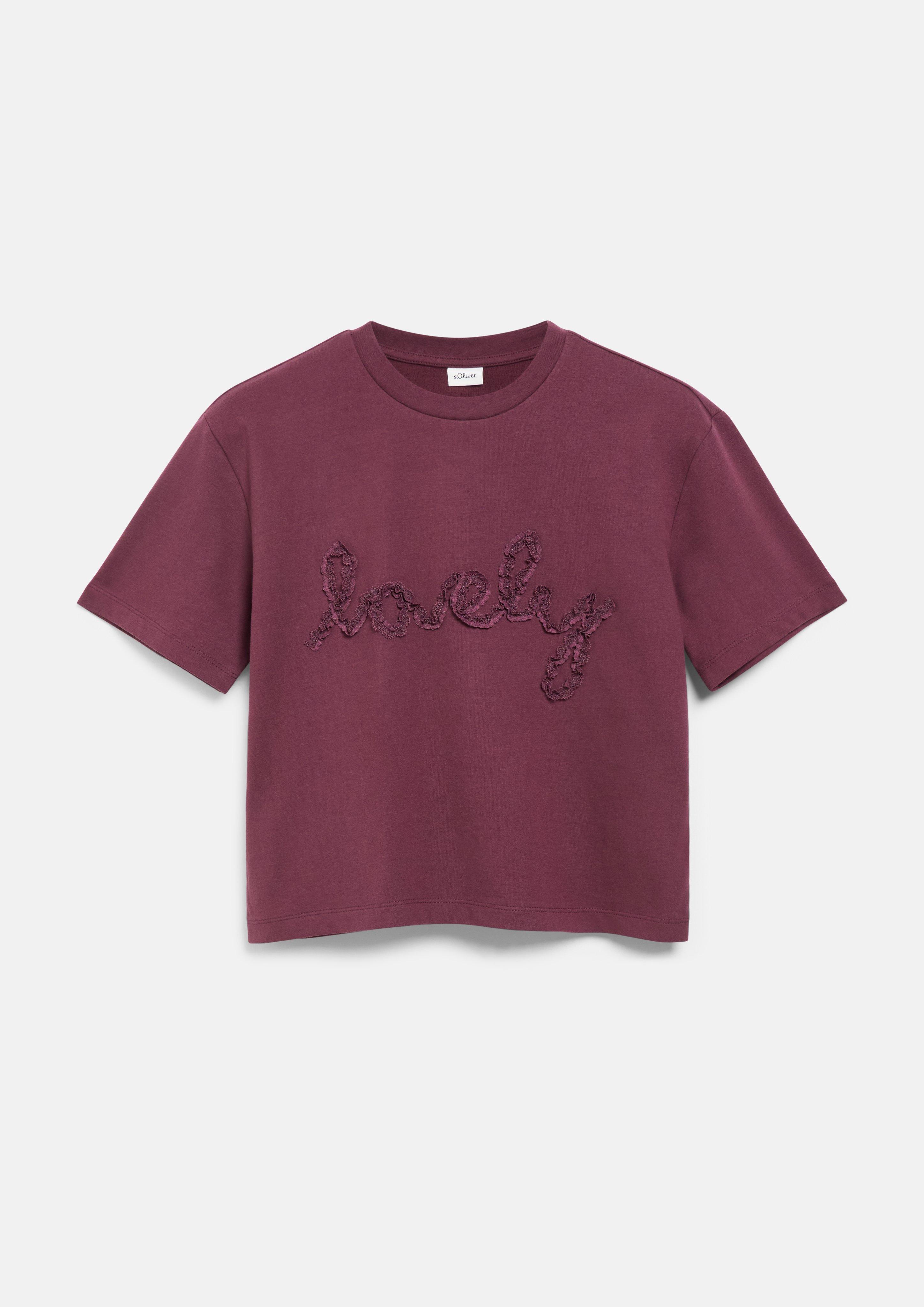 Kinder Light Felpa-Shirt mit Spitzenapplikation im Boxy Fit in bordeaux von s.Oliver