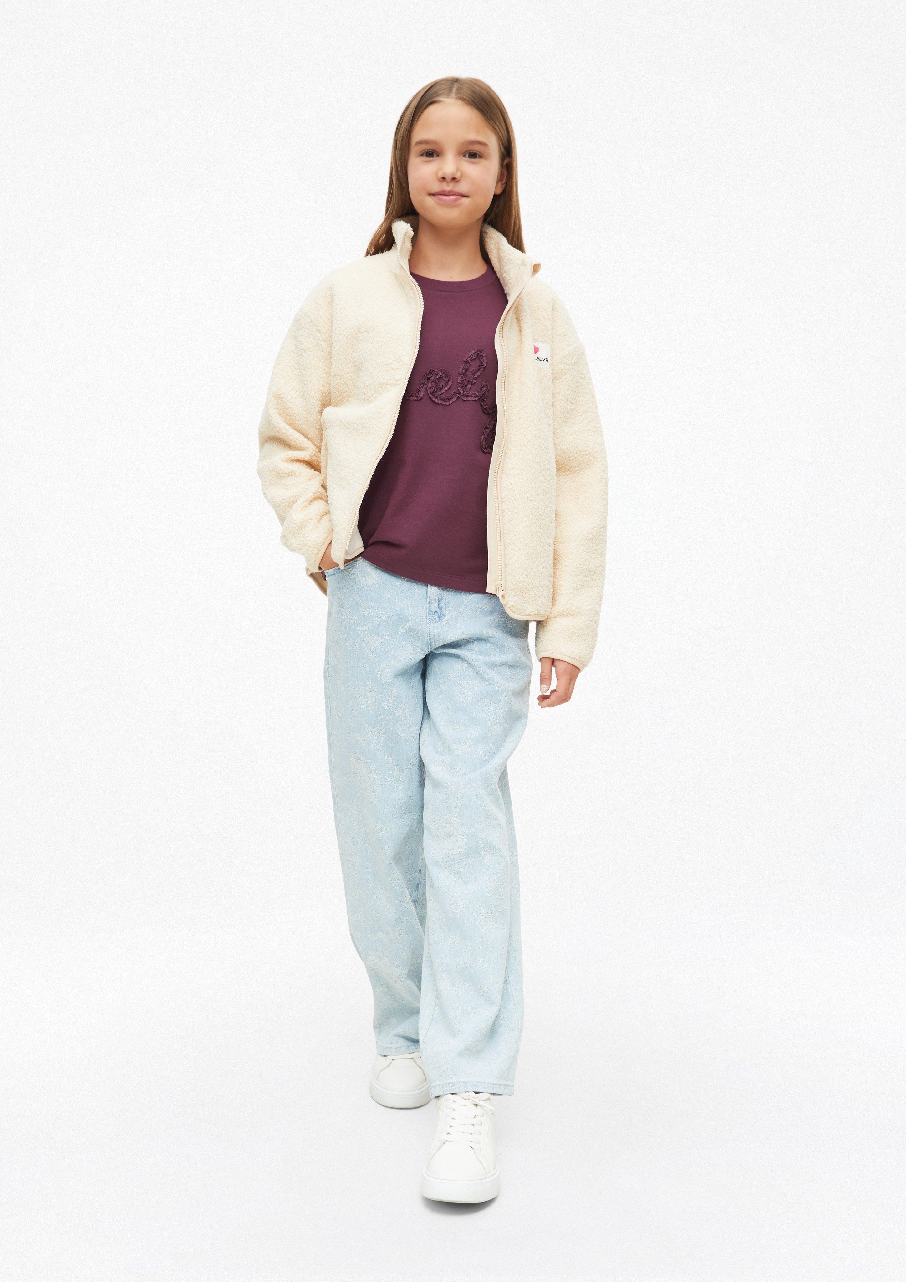 Kids Lightweight sweatshirt with lace appliqué in a boxy fit in red by s.Oliver