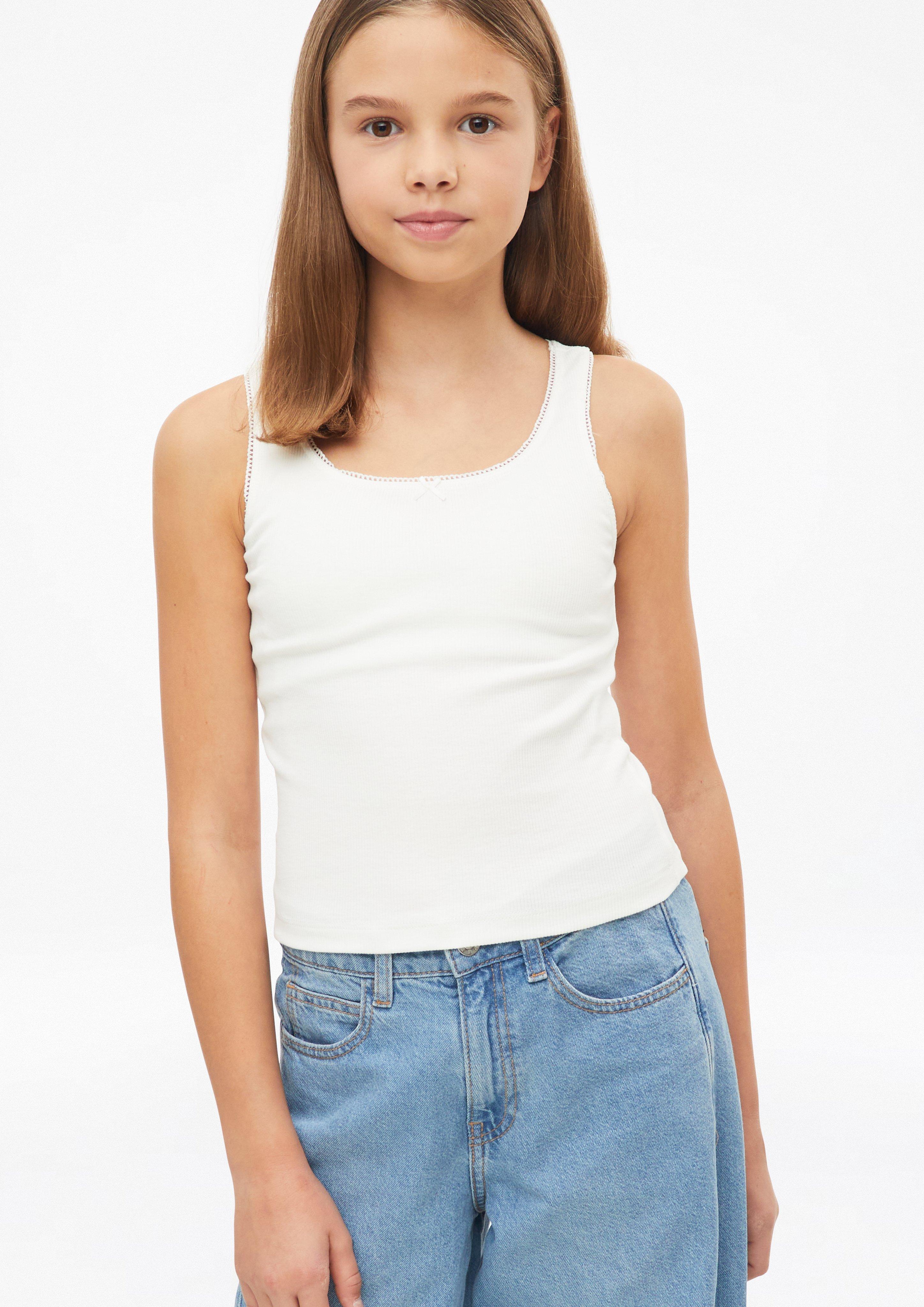 Kinder Geripptes Tanktop mit Schleife und Zierborte in creme von s.Oliver