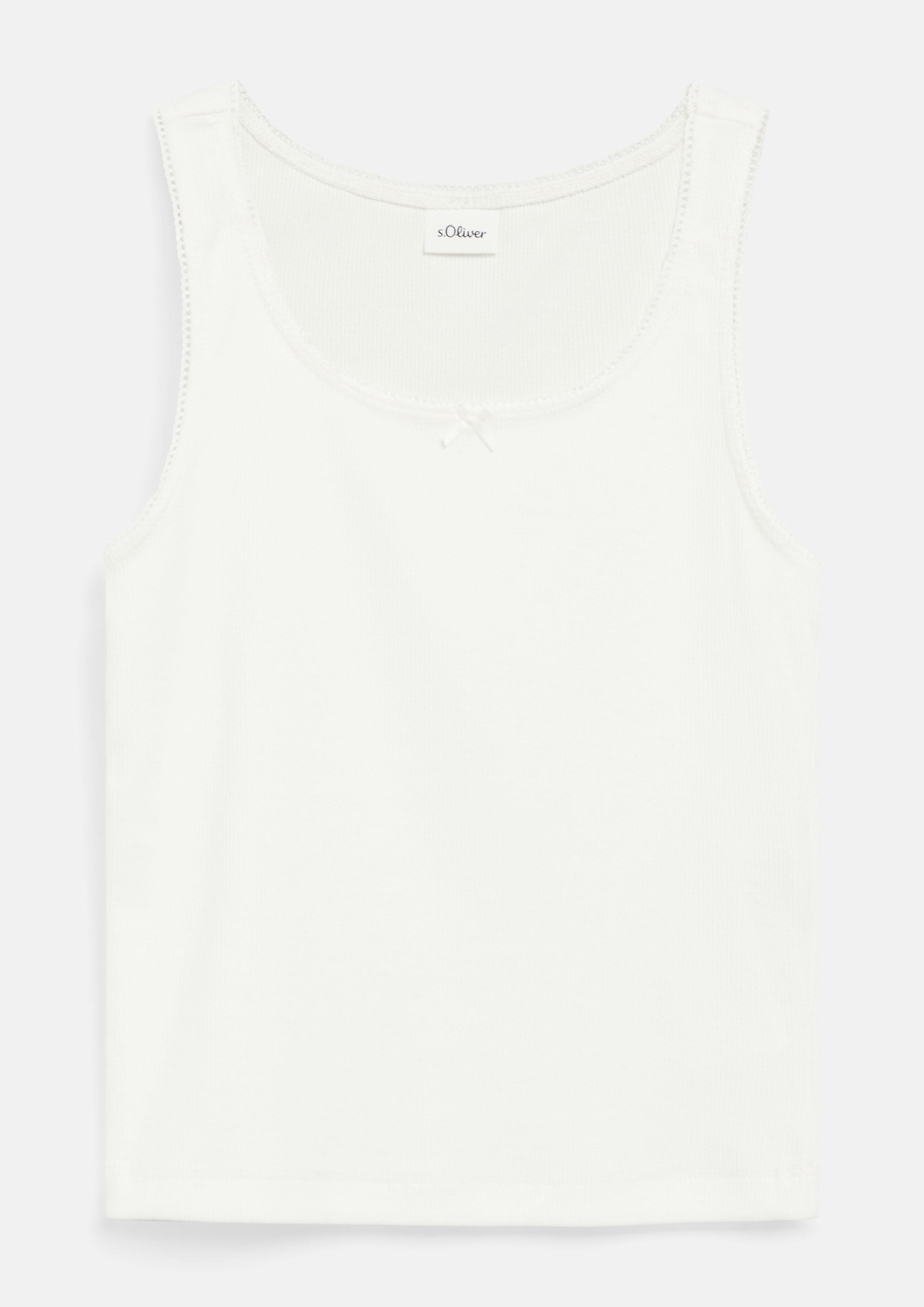 Geripptes Tanktop mit Schleife und Zierborte in Farbe creme von s.Oliver