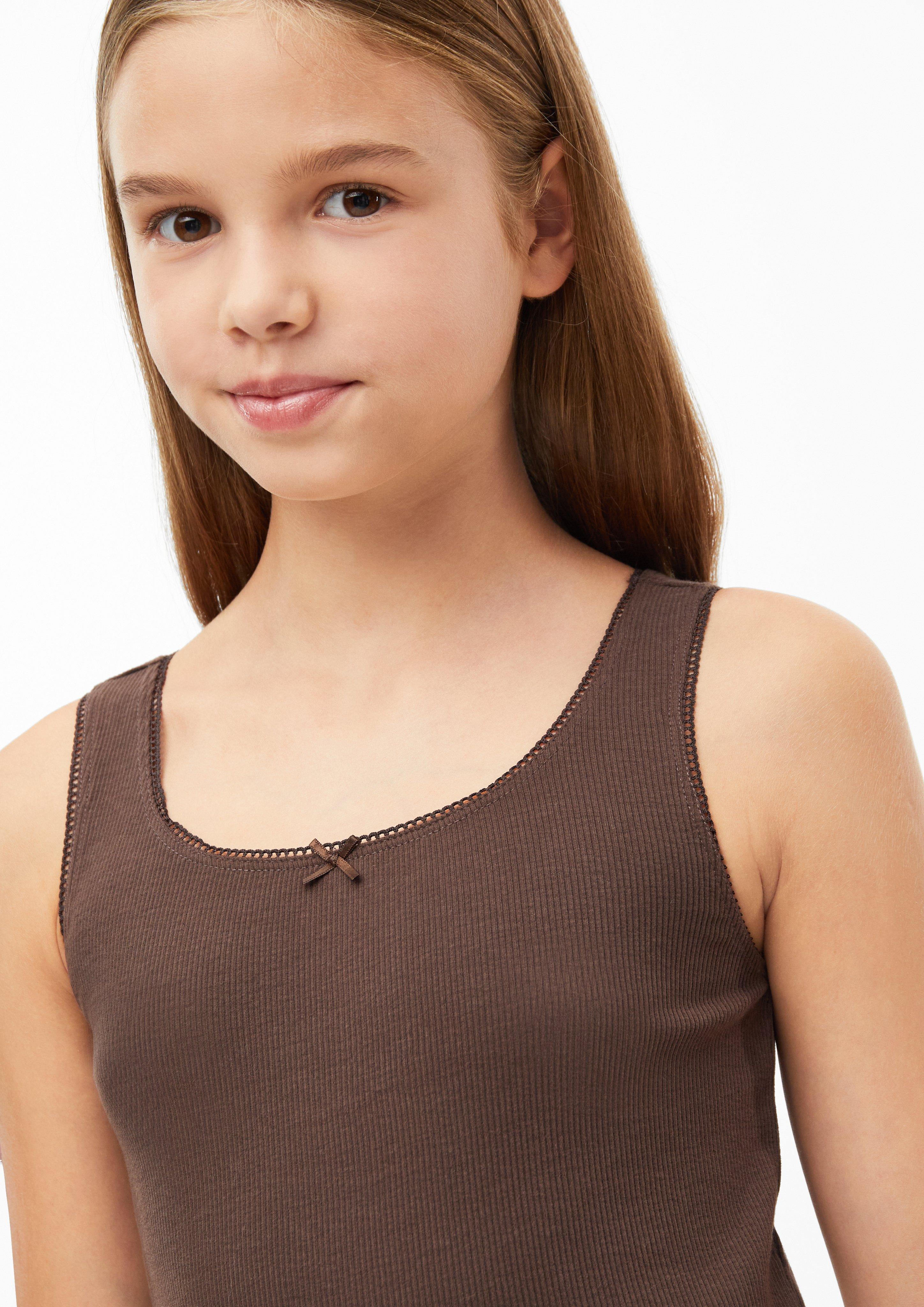 Kinder Geripptes Tanktop mit Schleife und Zierborte in braun von s.Oliver