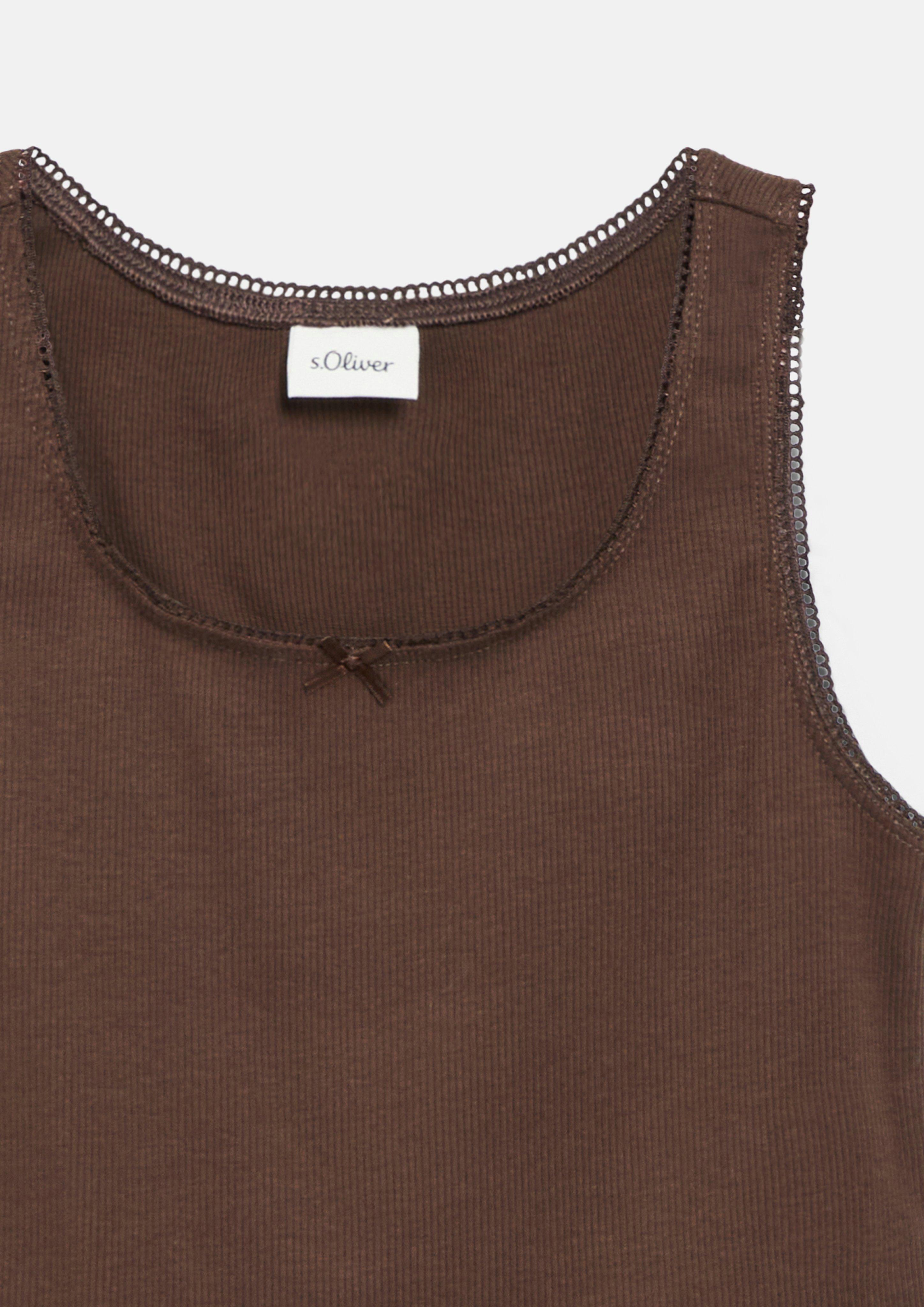 Kinder Geripptes Tanktop mit Schleife und Zierborte in braun von s.Oliver
