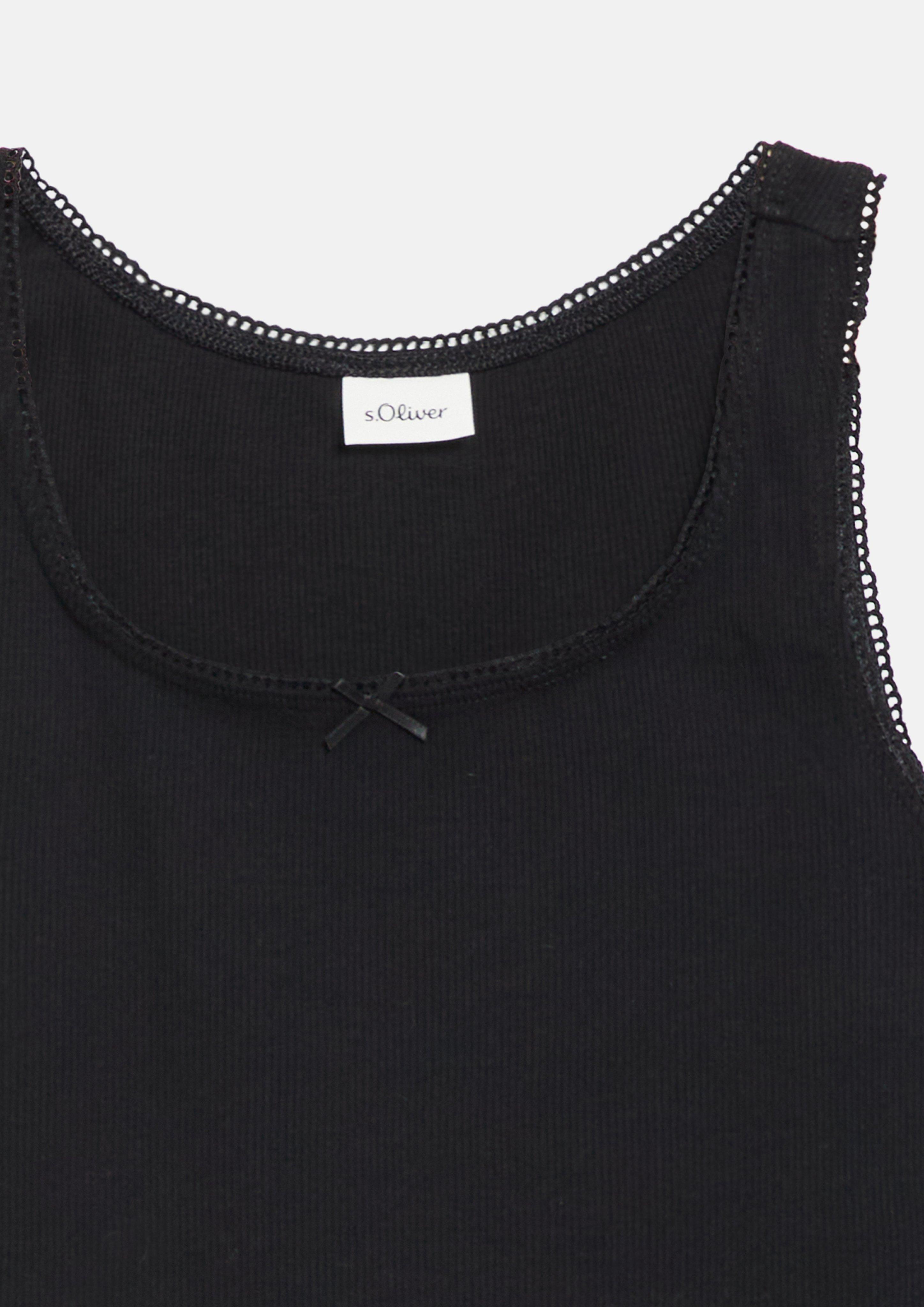 Kids Ribbed tank top with a bow and decorative trim in black by s.Oliver