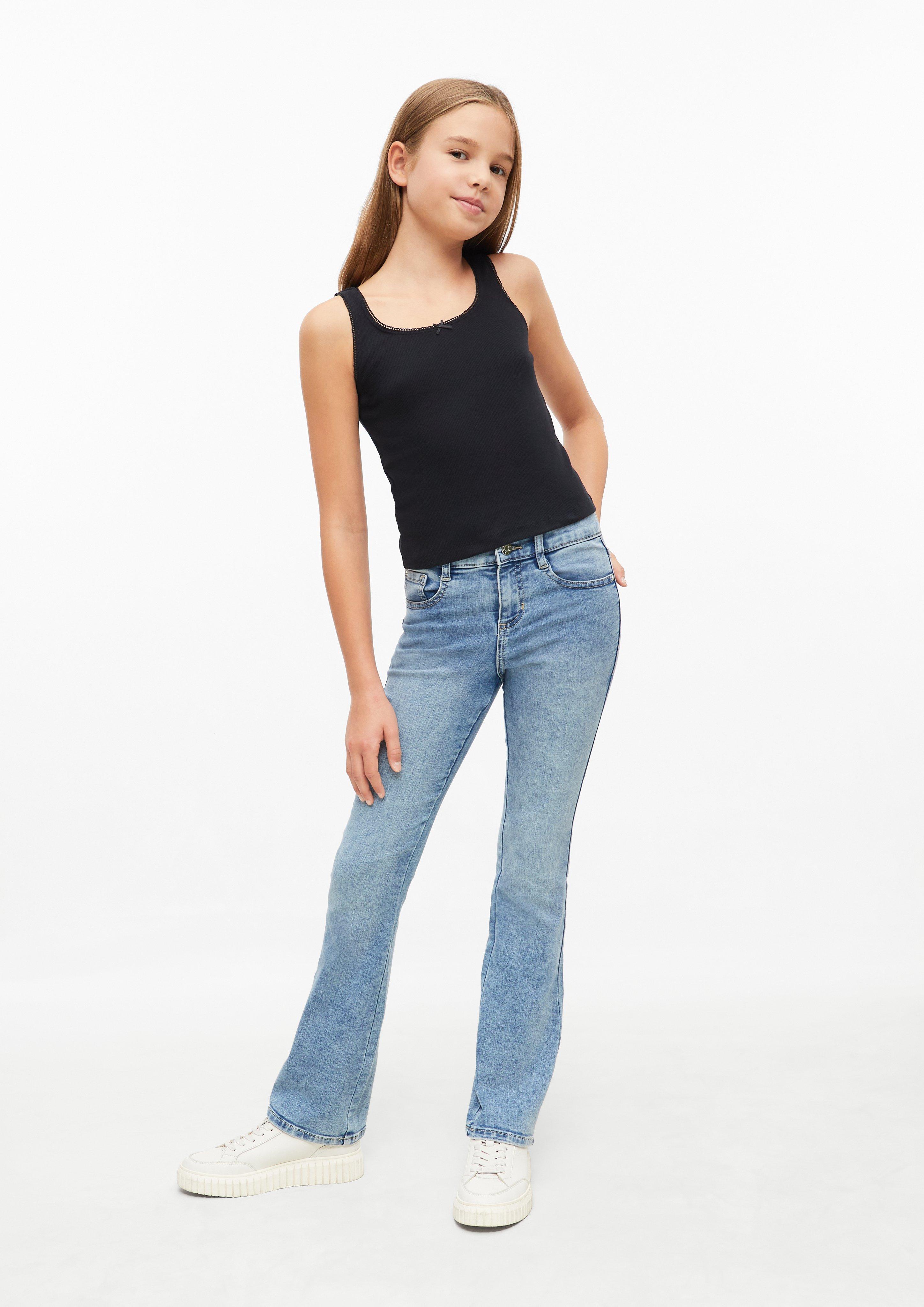 Kids Ribbed tank top with a bow and decorative trim in black by s.Oliver