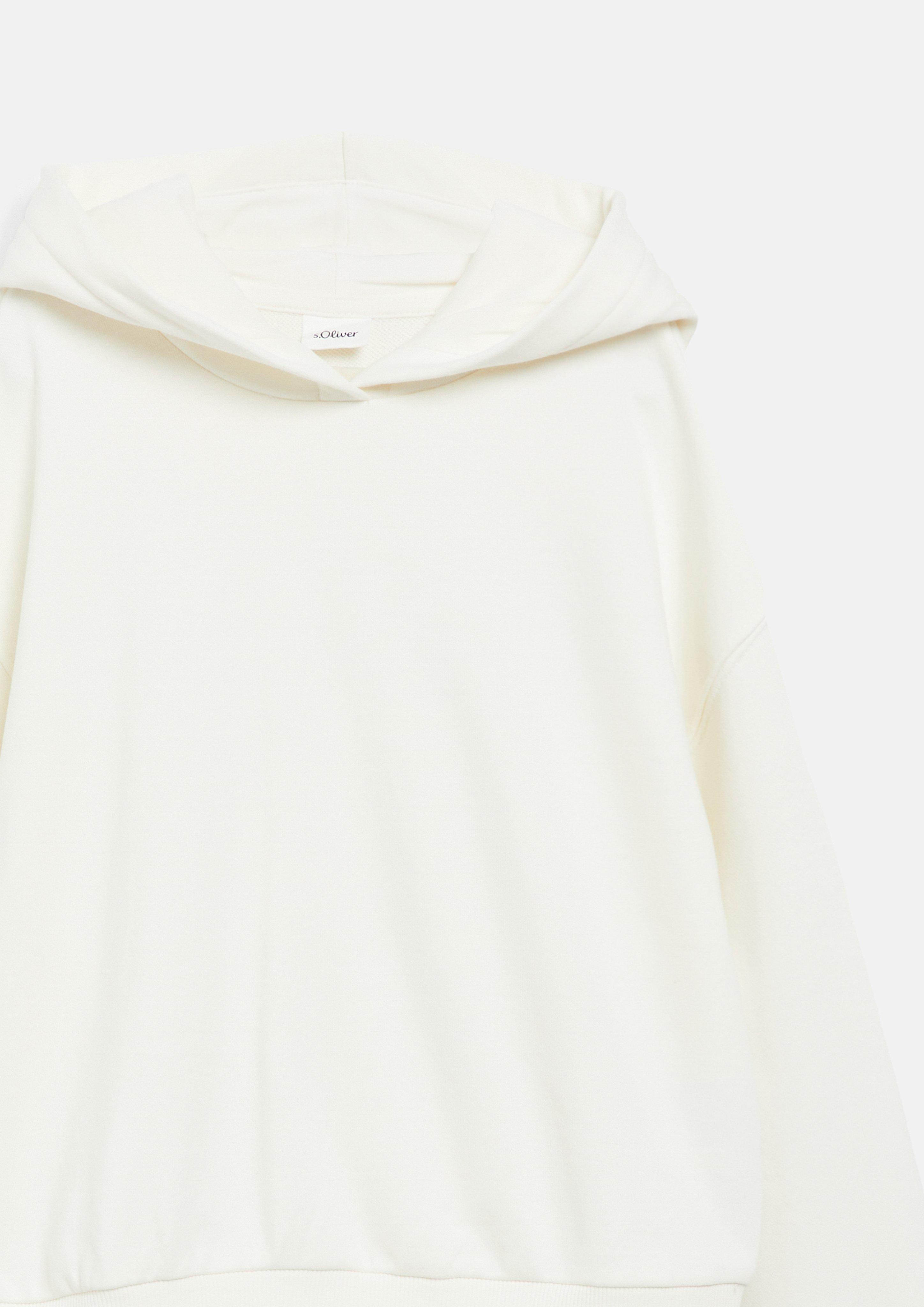 Junior Sweat à capuche court et oversize avec imprimé dans le dos en crème de s.Oliver